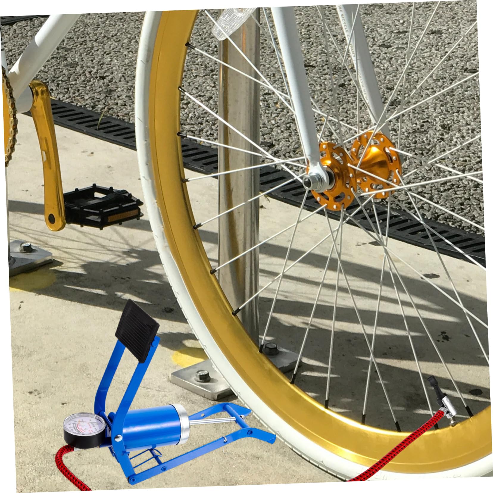 iplusmile Trittluftpumpe Fahrradpumpen Für Fahrräder Druckpumpe Fahrrad Rennrad Reifenpumpe Reifenpumpe Funktionale Autoreifenpumpe Fußreifenfüllpumpe Für Fahrräder Blaues Eisen