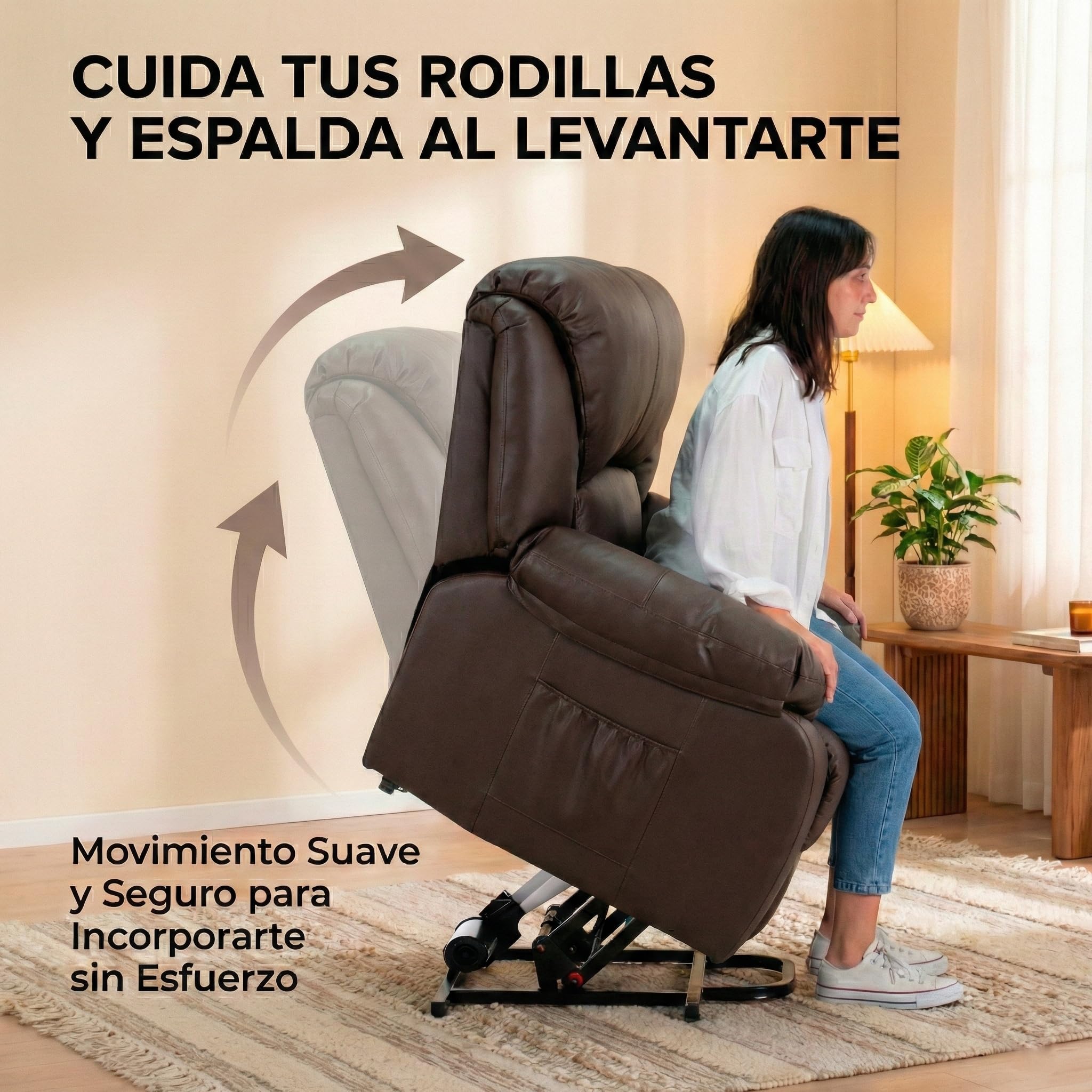 ECODE® Sillon de Relax Reclinable Levantapersonas Electrico con Masaje y Calor Lumbar - Sillones Electricos Stressless Ideales para Personas Mayores