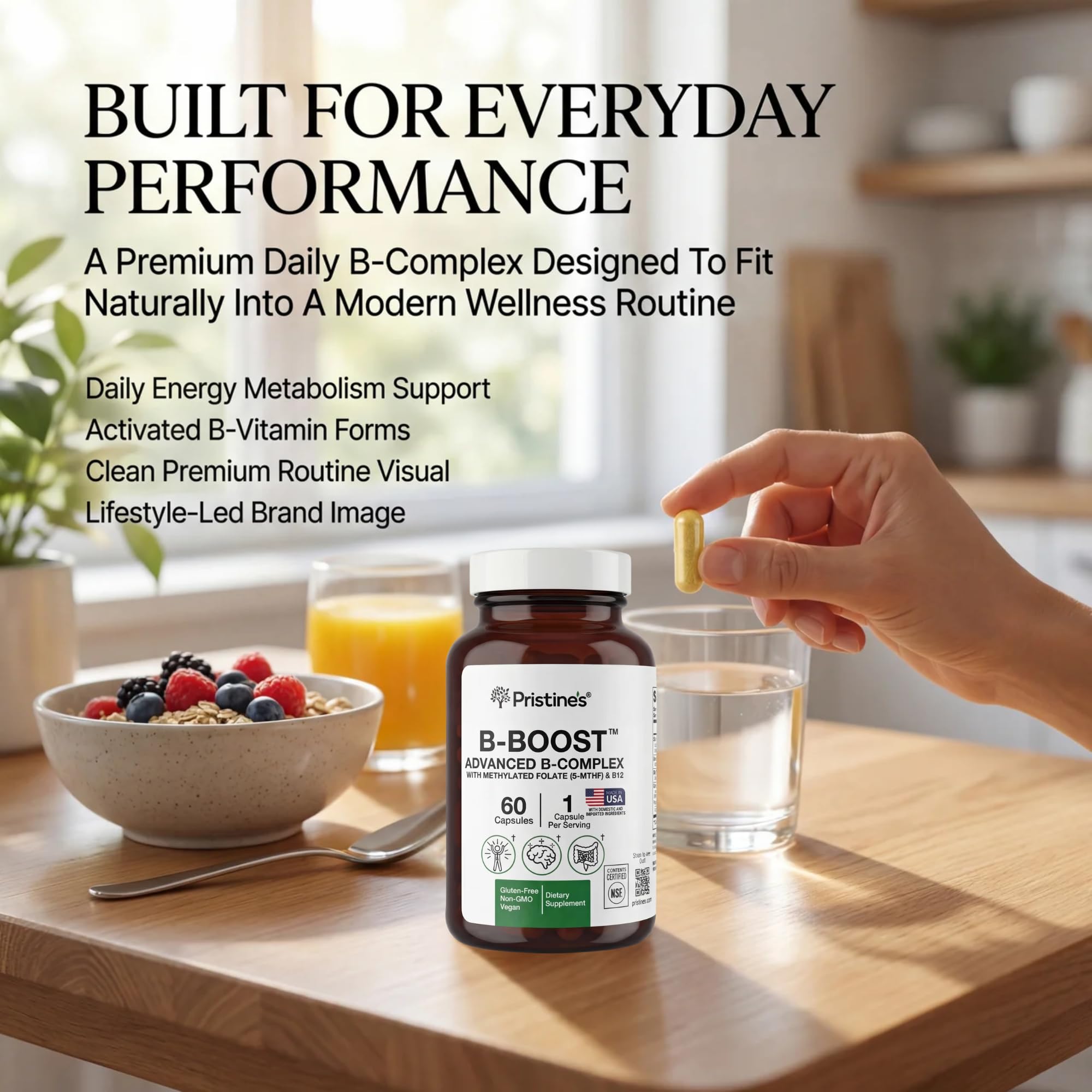 PRISTINE'S B-Boost Methylated Vitamin B Complex for Women and Men — Amazon image 6