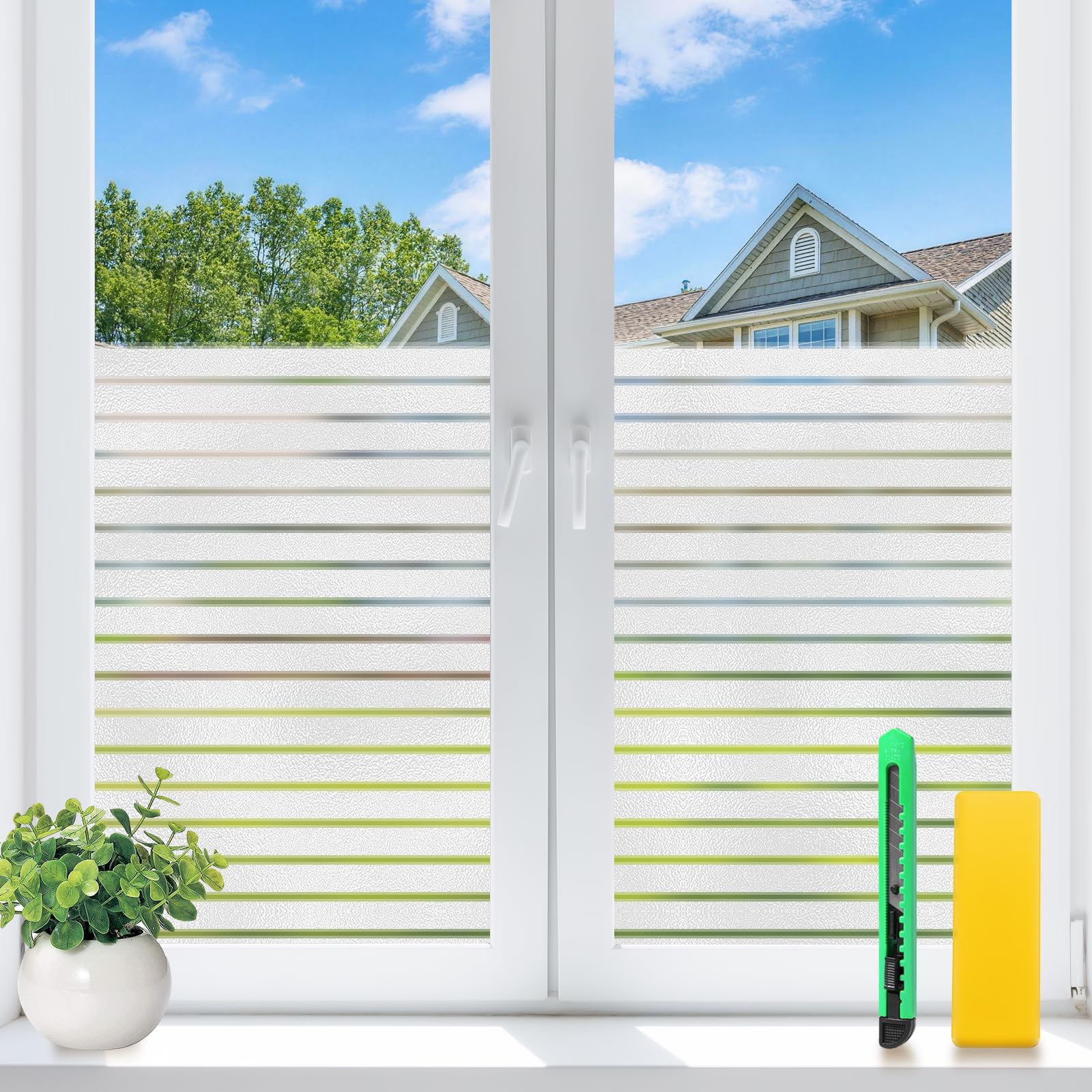Weeoley Fensterfolie Blickdicht mit Blumenmuster, Selbsthaftende Statische Sichtschutzfolie