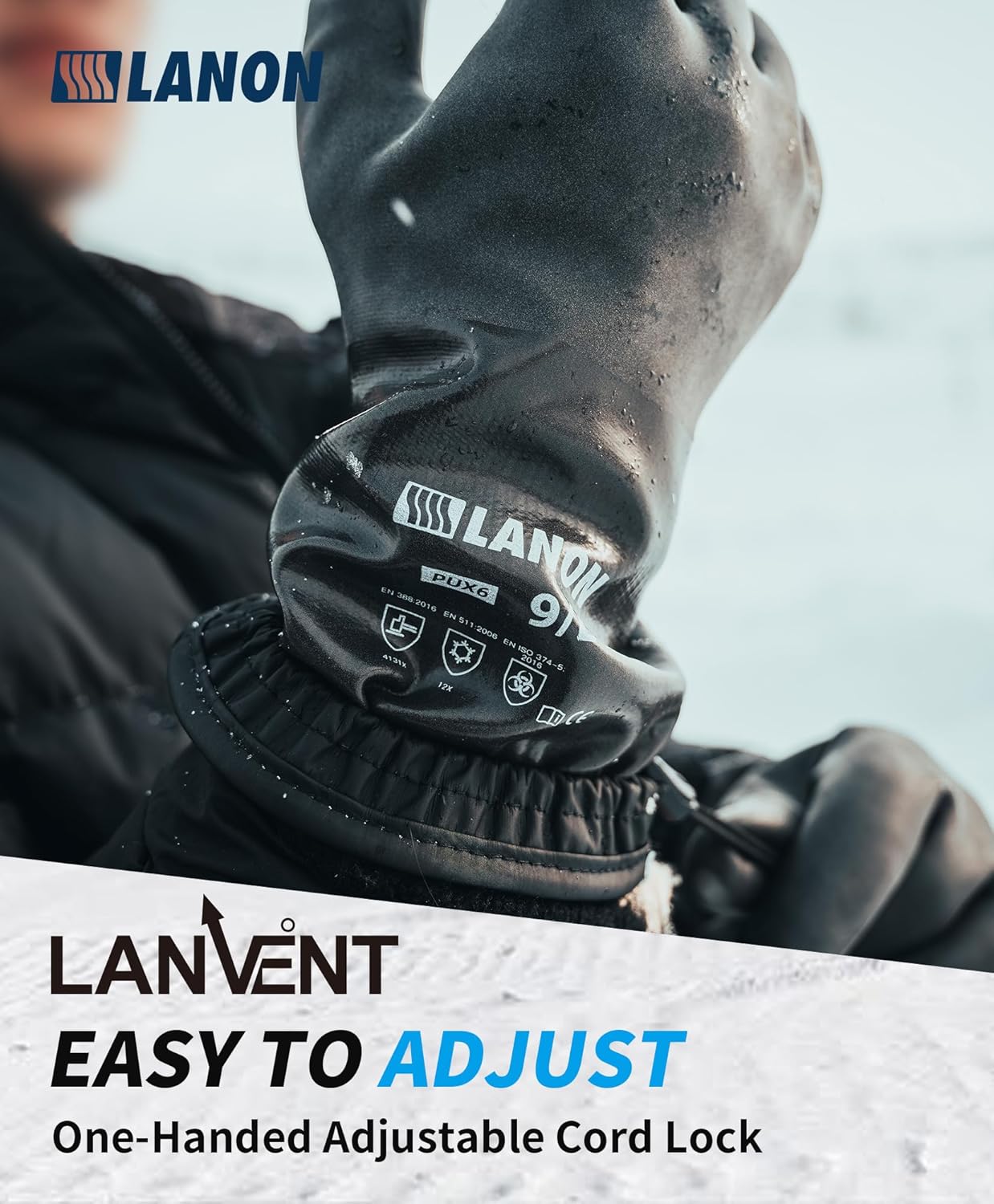 LANON Waterproof Winter Work Gloves, Moisture-permeable PU Coated，Warm Gloves for Freezer & Outdoor Work