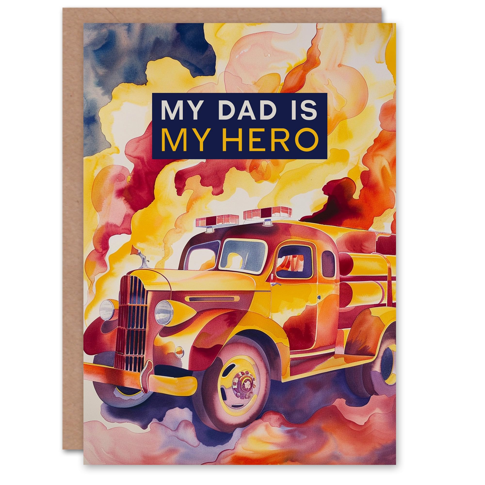 Fathers Day Card My Hero Fireman Firefighter Truck For Him Dad Father Greeting Card