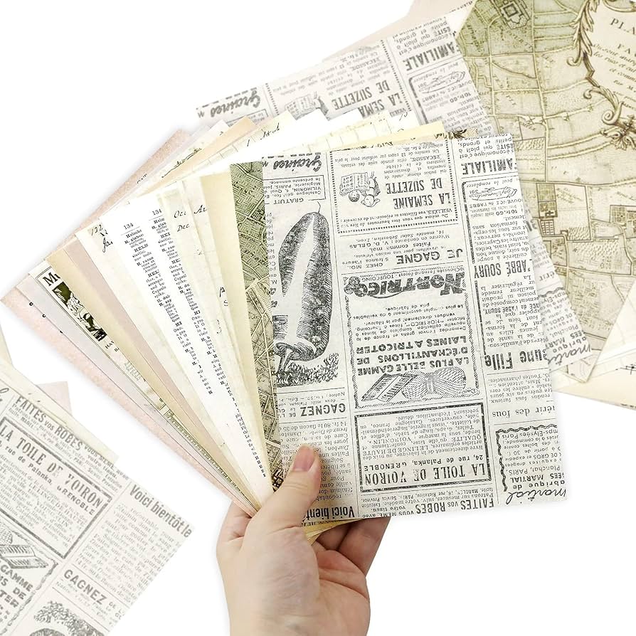 ヴィンテージ　ペーパー　ジャンクジャーナル Attic Papers - 完璧なパティーナ - 1800年代初頭、印刷可能なジャンク