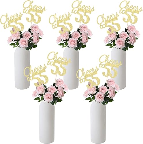 Miniatura 158 de Gexolenu Cheers to 40, paquete de 10 centros de mesa de cumpleaños de 40 cumpleaños con purpurina de color oro rosa de doble cara para mesas