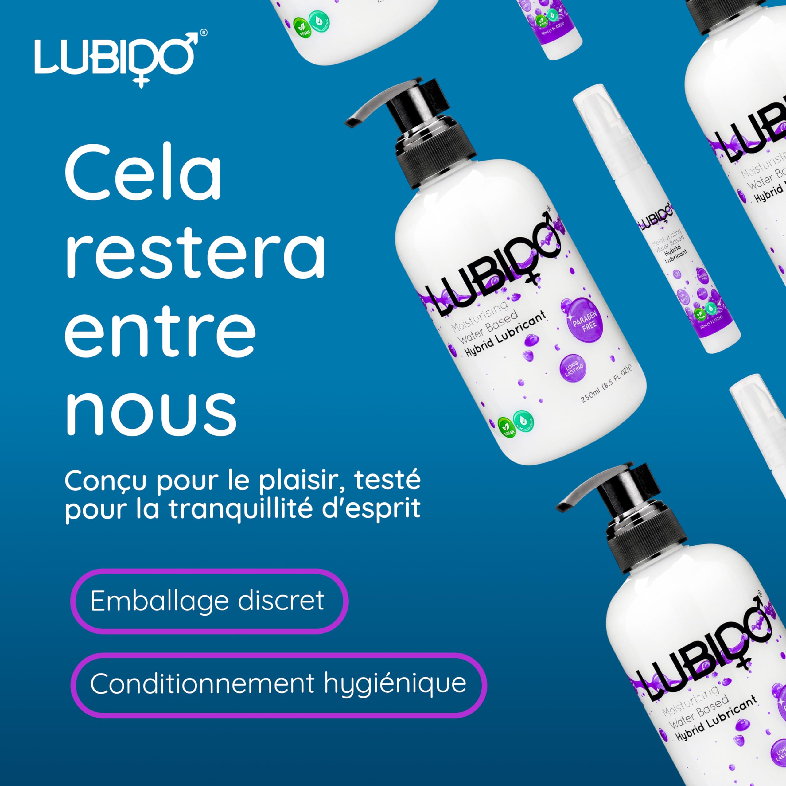 Lubido Gel Lubrifiant Hybride Crémeux Hydratant Sans Parabènes - 250 ml (Lot de 2)