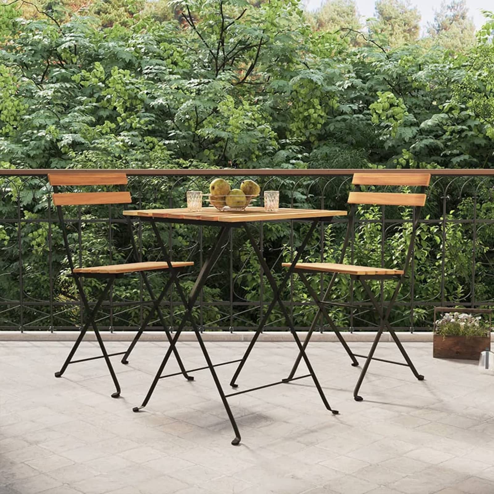 Homgoday Muebles cafetería Plegables 3 Piezas Madera Maciza Teca y Acero