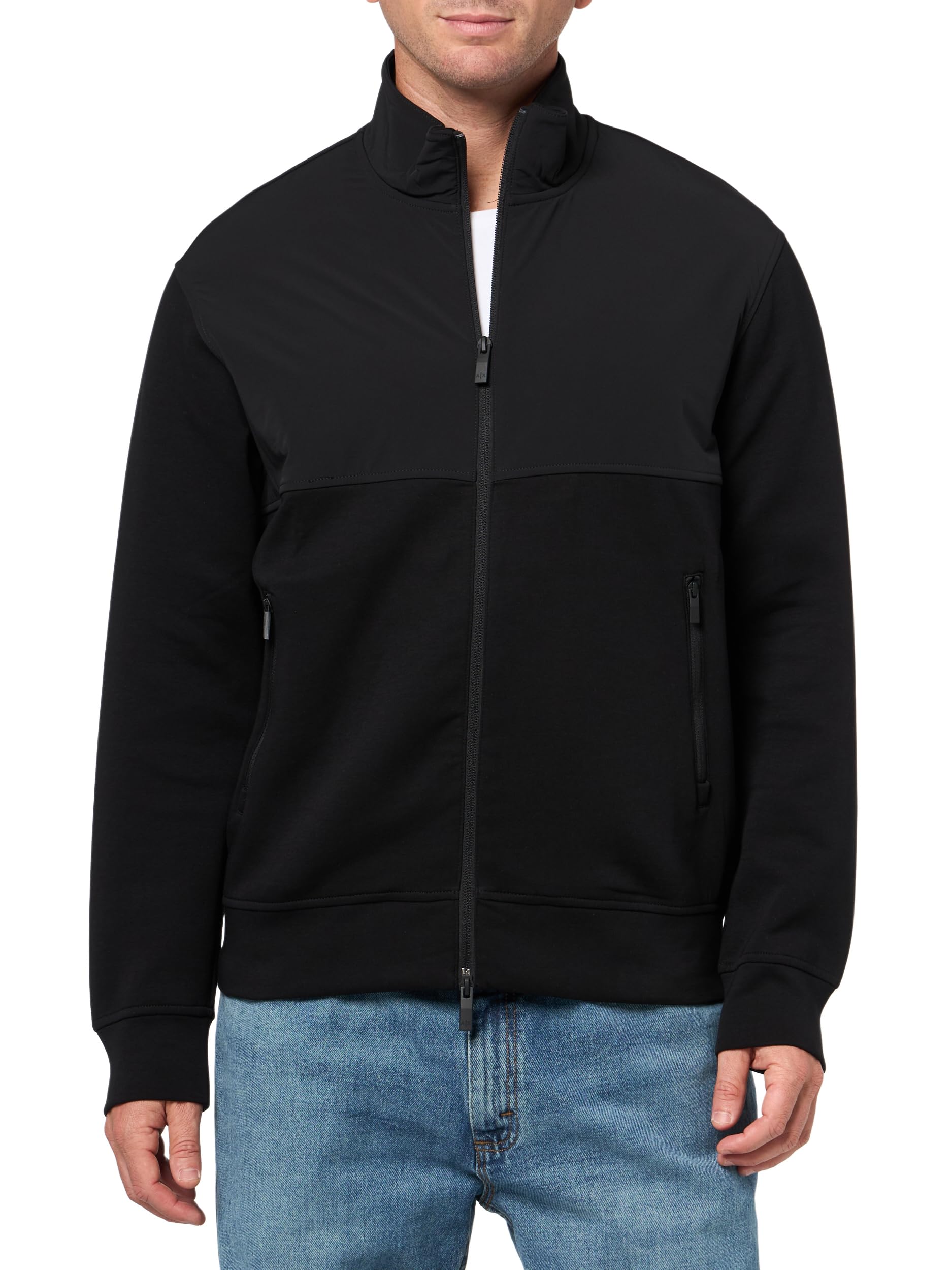 Armani Exchange Men's Essential, Long Sleeve, Contrast top Sweatshirt, Black, L