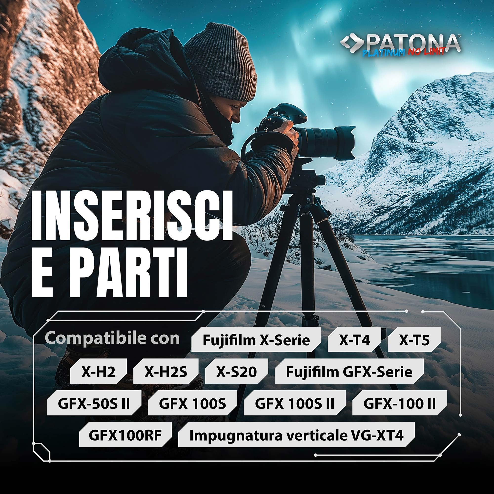 PATONA 2X Platinum NP-W235 Batteria 2600mAh – Ricambio per Fujifilm NP-W235 – per X-T4, X-T5, X-H2, X-H2S, X-S20, GFX-50S II, GFX-100S, GFX-100 II – una scatta, una si ricarica