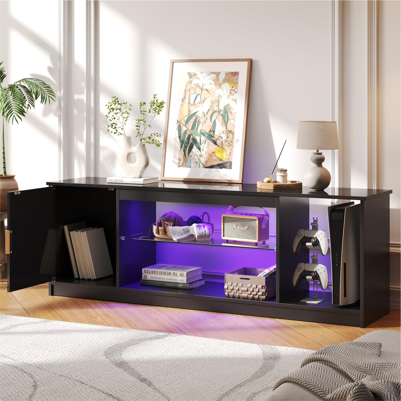 Amazon｜Bestier テレビ台 ‎幅144.8×奥行き35×高さ52.5cmテレビボード