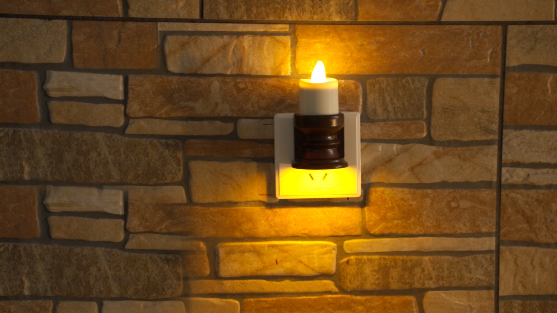 Image of Meonum Flickering Flameless Candle Night Light Plug in, Dimmable LED Nightlight with Dusk to Dawn Sensor, Decorative Candle Light for Bedroom, Hallway, Bathroom(4 Pcs,Warm Yellow & Brown Base)