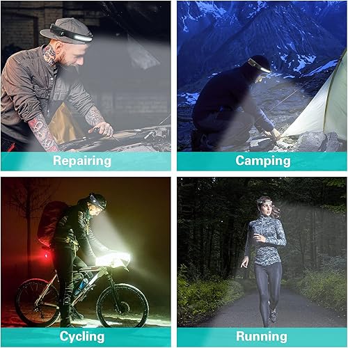 Miniatura 8 de SEVENKA - Linterna LED para faros delanteros, paquete de 2 faros delanteros recargables, 1000 lúmenes de 230 de ancho, modo sensor, lámpara de