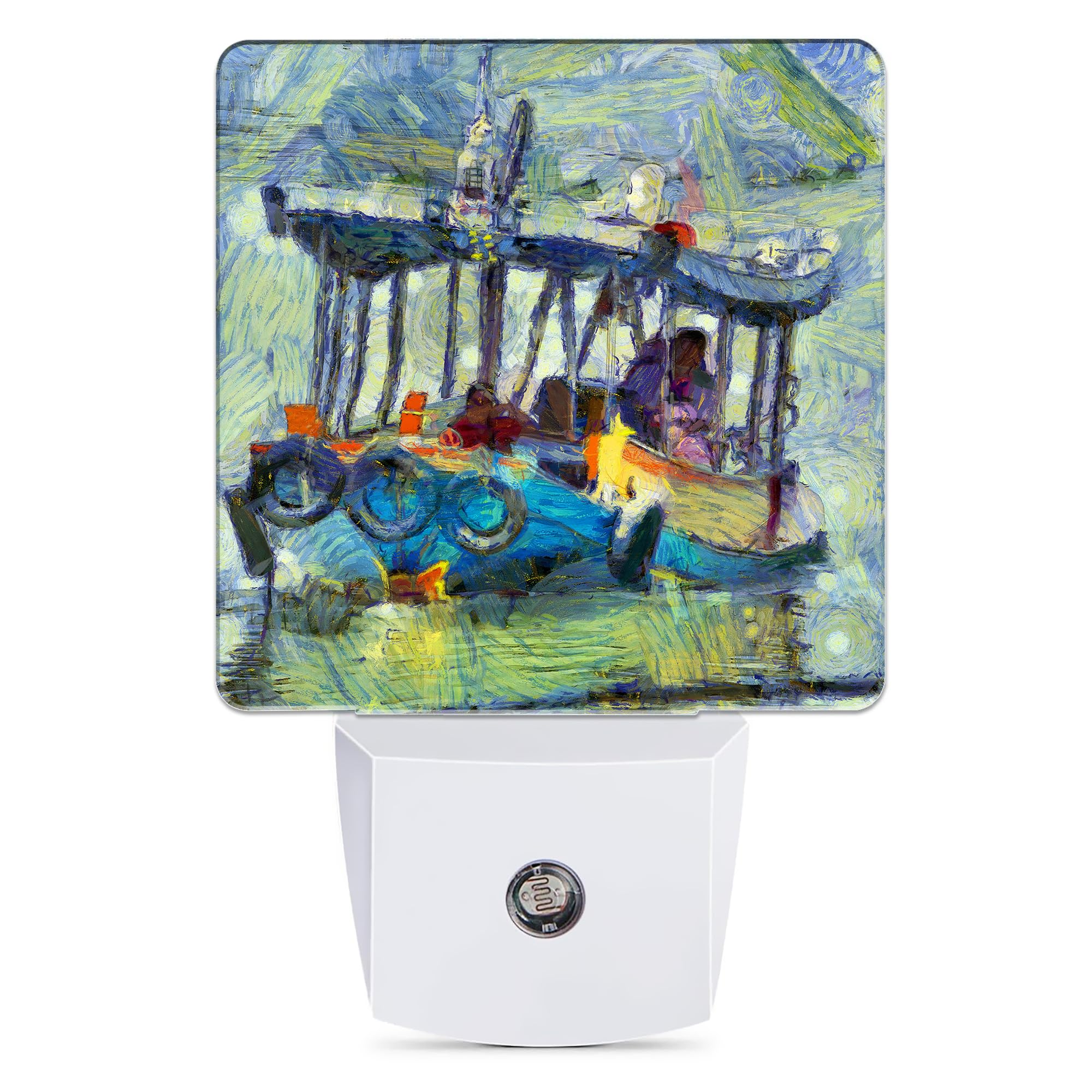 Retro Country Riverside Night Light Plug in Wall Lamp Smart Dusk to Dawn Sensor for Home Decorative Kids