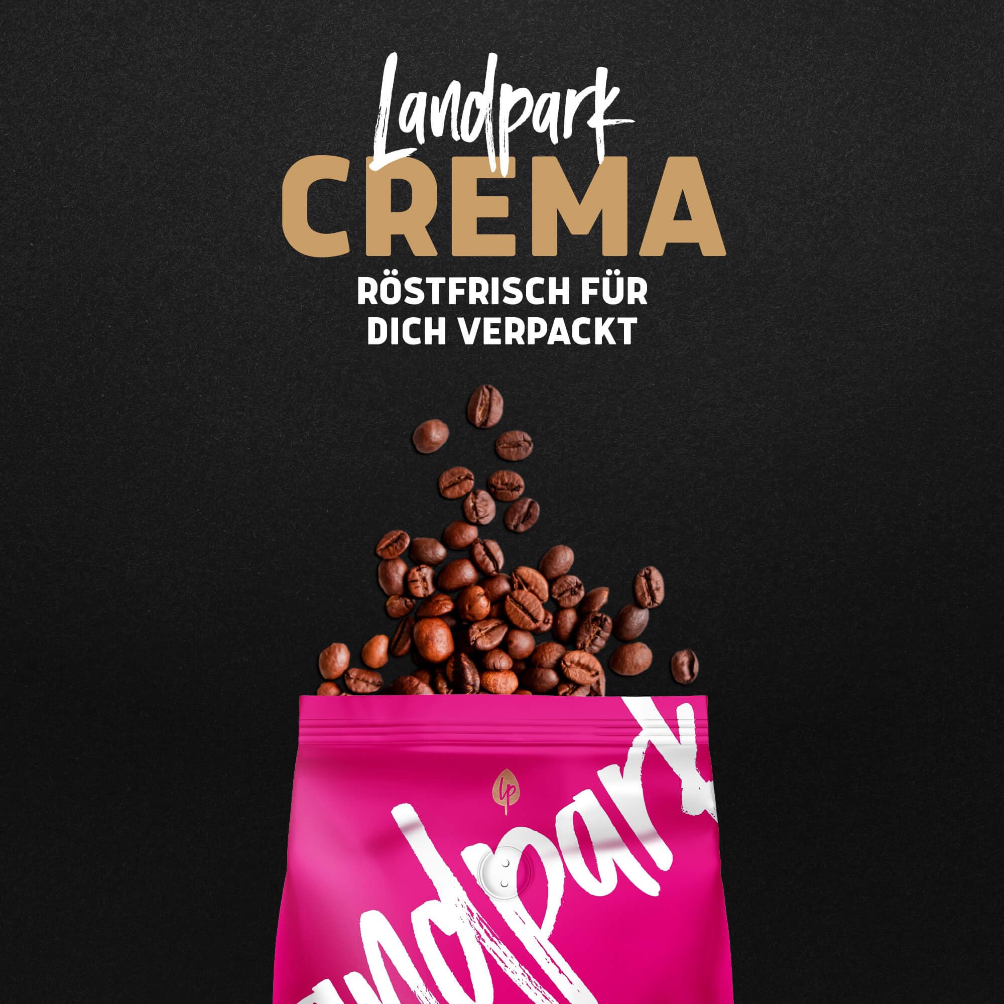 Landpark Bio Kaffee Crema 500g (4er Pack) - 100% Arabica Kaffeebohnen - Medium Roast - Säurearmer Bohnenkaffee - Fair Trade gehandelt