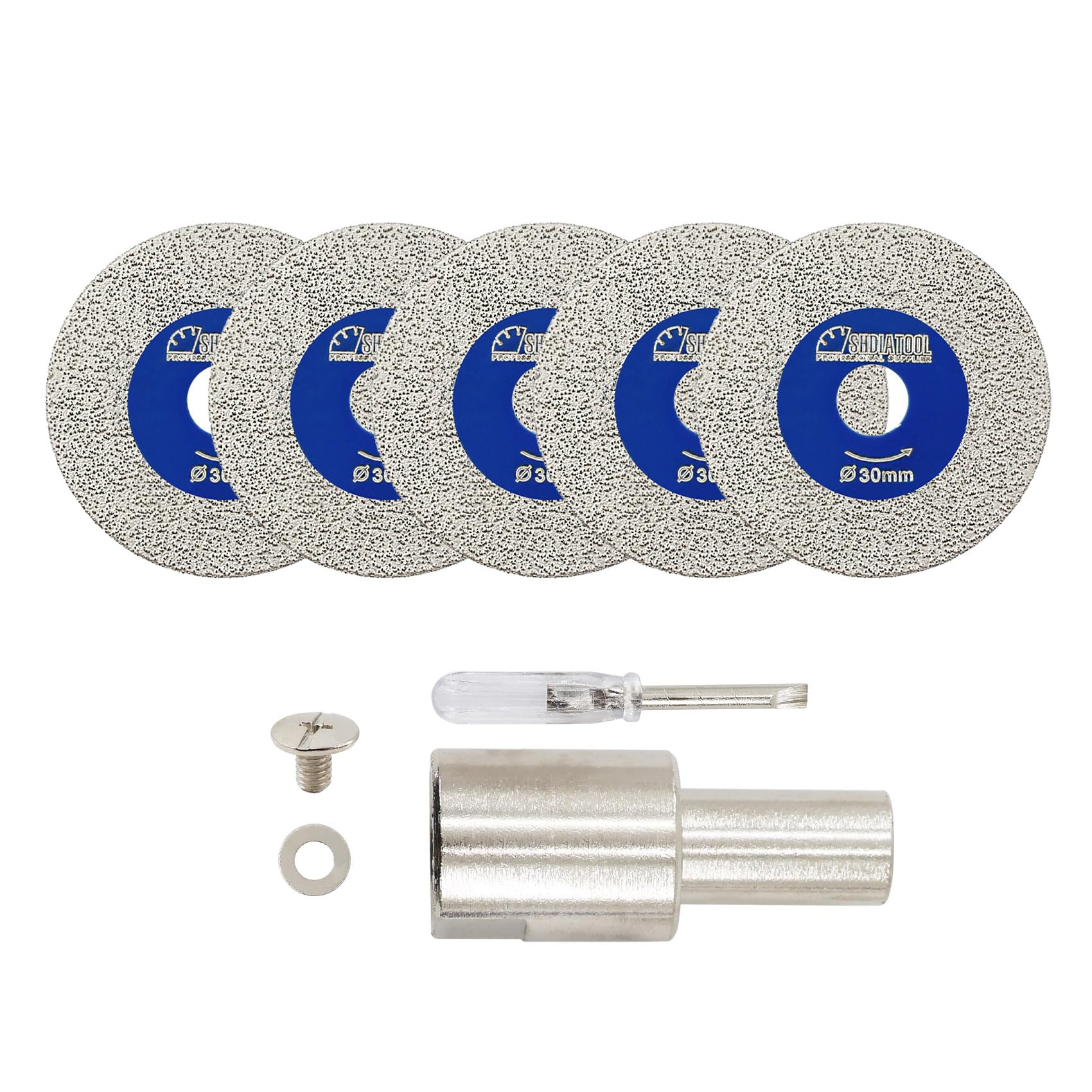 SHDIATOOL Mini Glasses Cutting Disc 30MM with M14 Flange and Screwdriver
