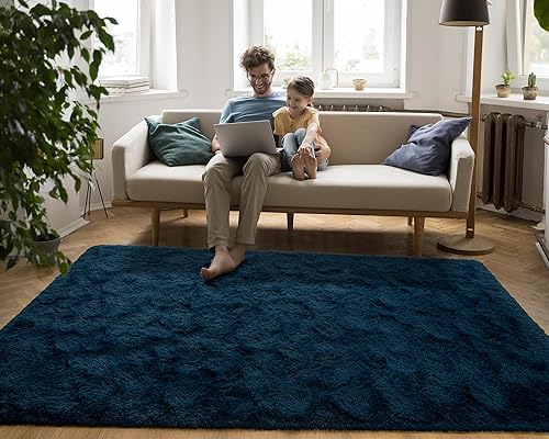 Miniatura 5 de Softlife - Alfombra de área para sala de estar de 6 x 9 pies, peluda, suave y mullida, de peluche largo, para habitación de los niños, guardería,