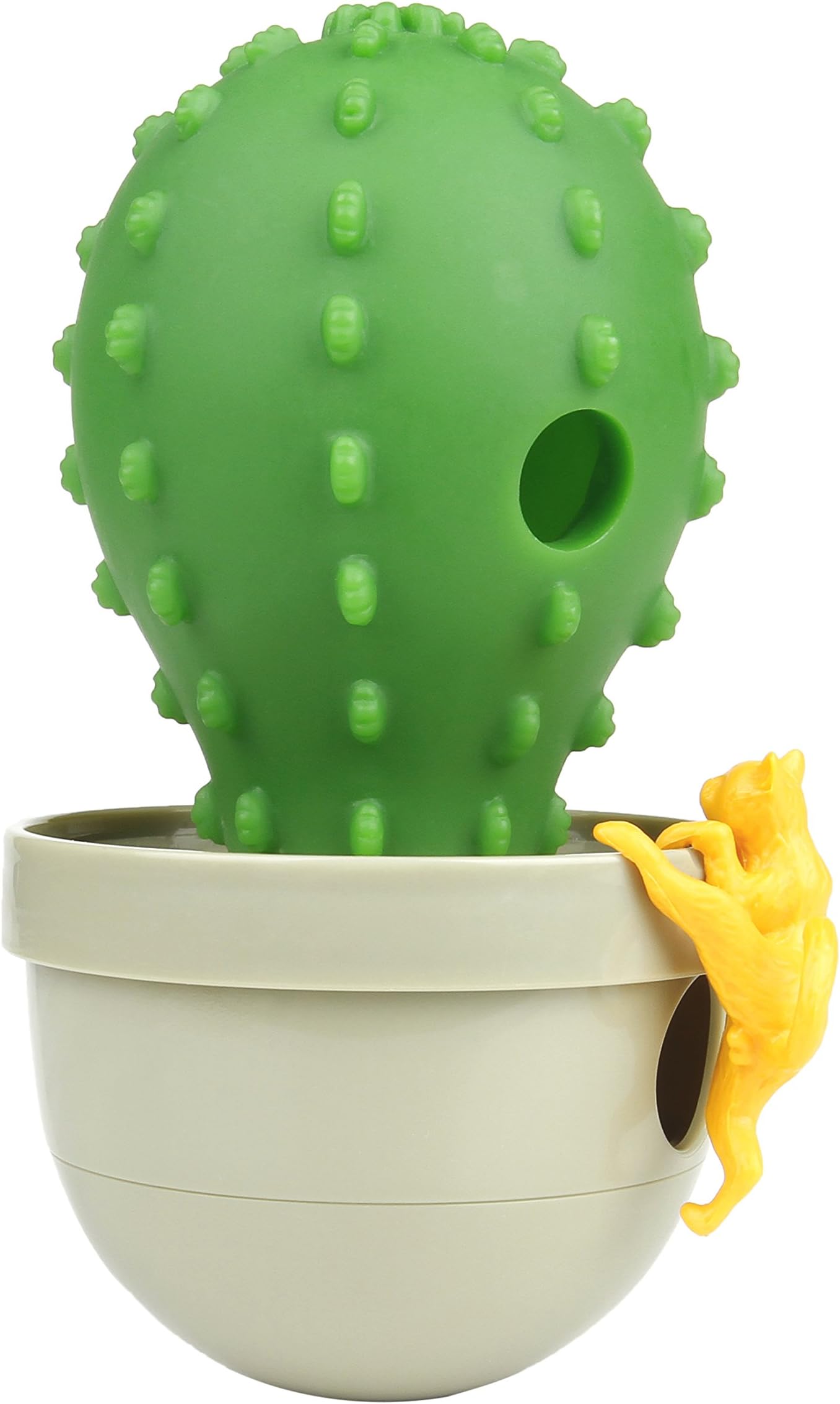 Interactive cat toy with treat dispenser and catnip compartment | Ca-Tumbler cat toy (green cactus)