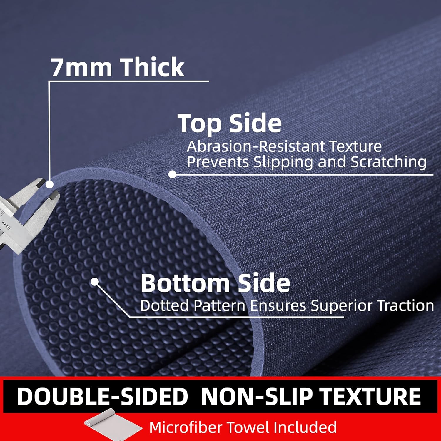 GymCope Large Exercise Mat for Home Workout,12‘x6’/10'x6'/9'x6'/8'x6'/7'x5'/6'x4' (7mm) Extra Thick Workout Mat, High-Density Gym Mat for Cardio, Jump Rope, MMA, Weights (Shoe-Friendly)
