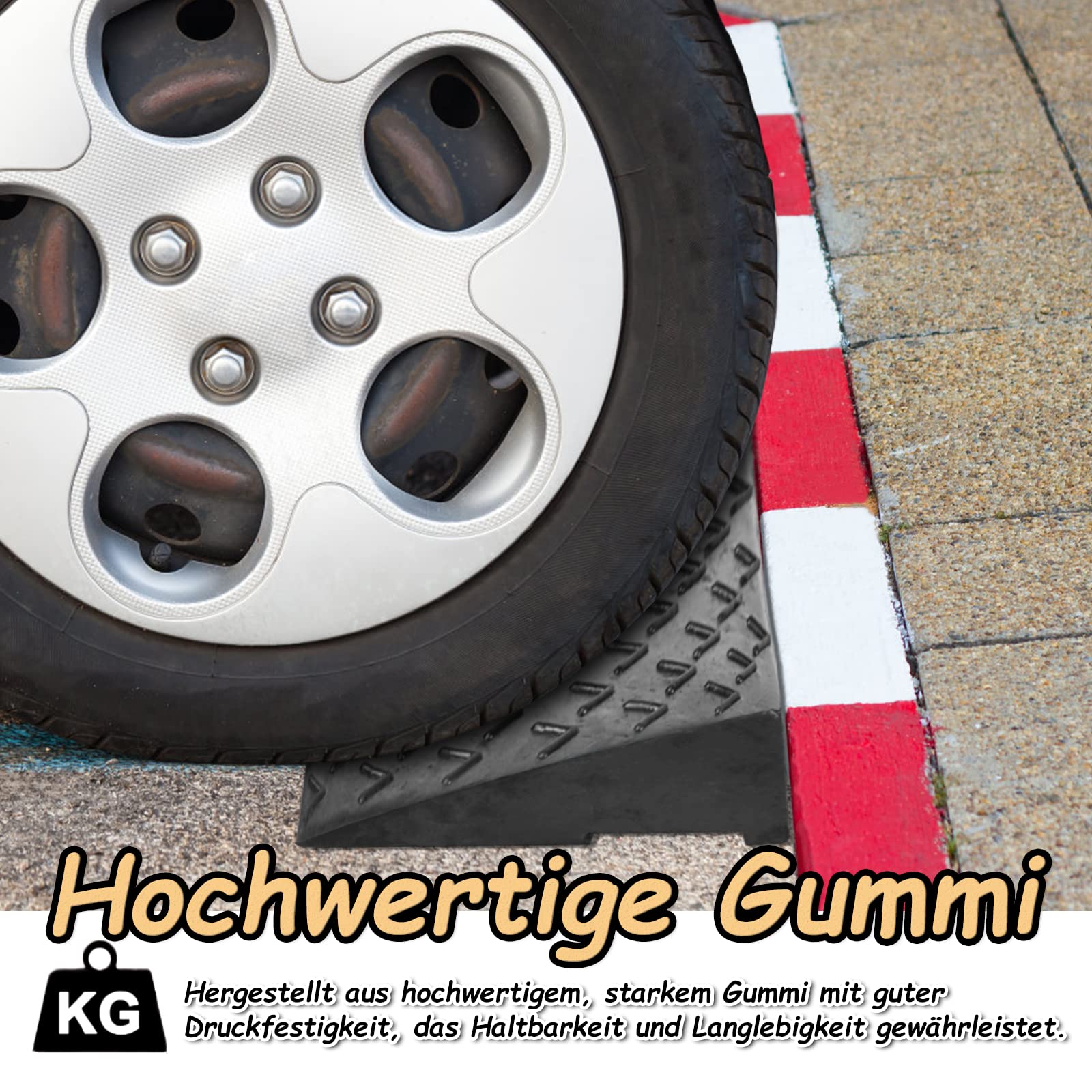 Froadp 2 rampe per marciapiede, in gomma, rampa per porta, per veicoli, per guidare, per marciapiede, per sedia a rotelle, auto, passeggini (nero)