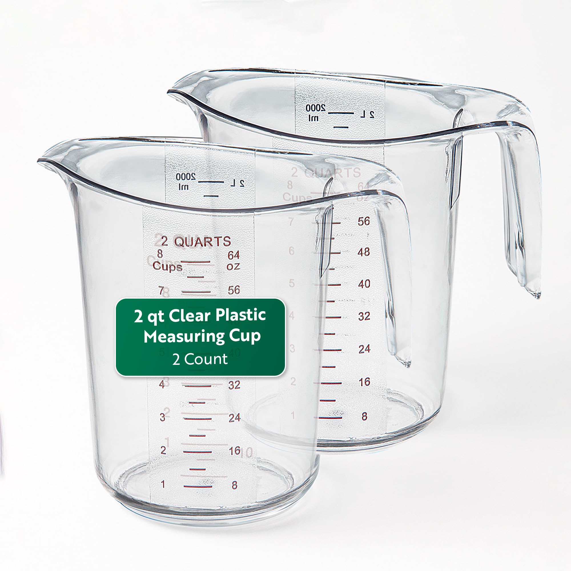 Restaurantware 2 qt Clear Plastic Measuring Cup, 2 Pack