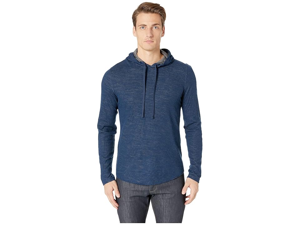 

Vince Contrast Double Knit Hoodie (Prussian Blue/Heathered Carbon) Men's Sweatshirt