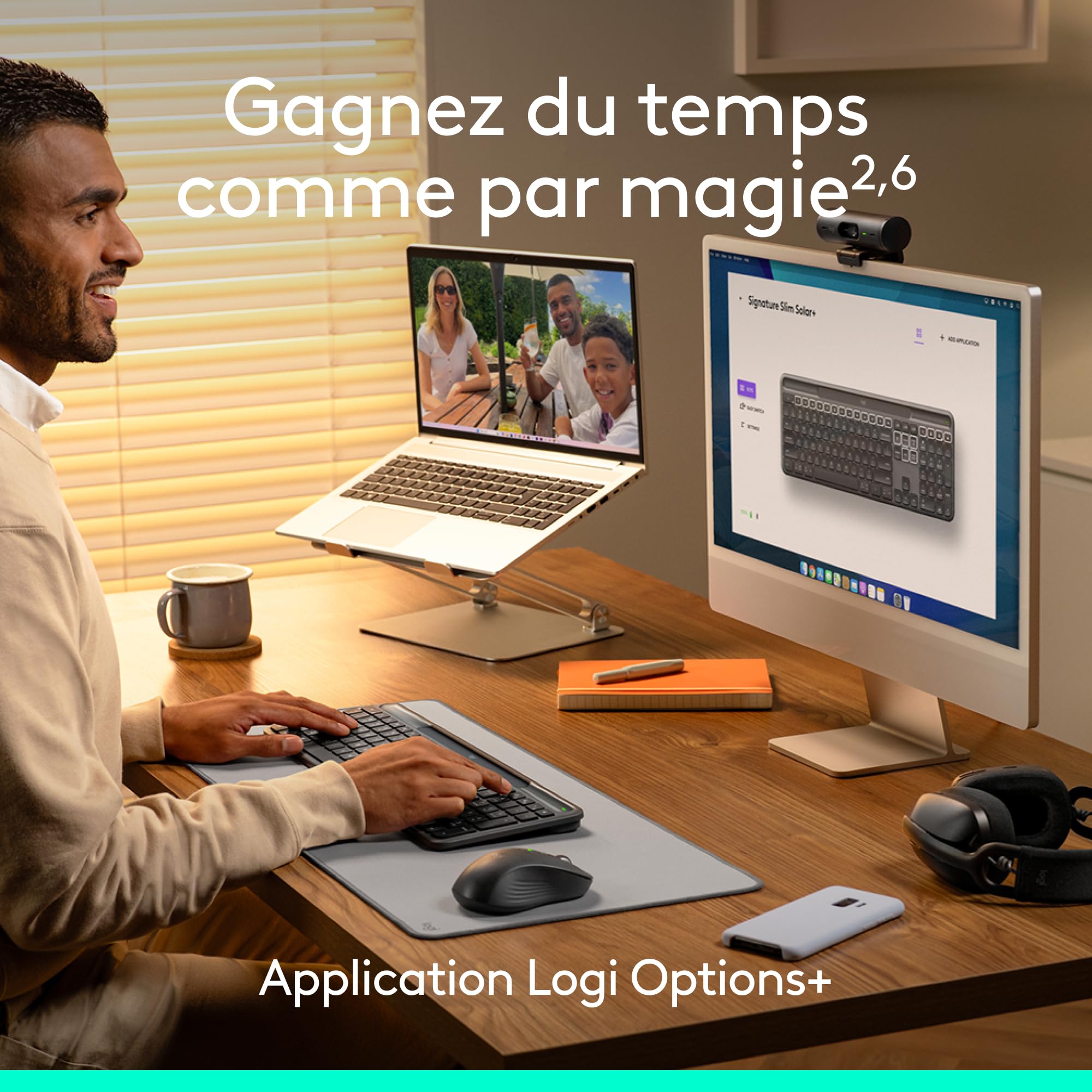 Logitech Signature Slim Solar+, Clavier sans Fil alimenté par la lumière Solaire et Artificielle, Batterie Durable Jusqu’à 10 Ans, Touches Personnalisables, Bluetooth, Français AZERTY - Graphite