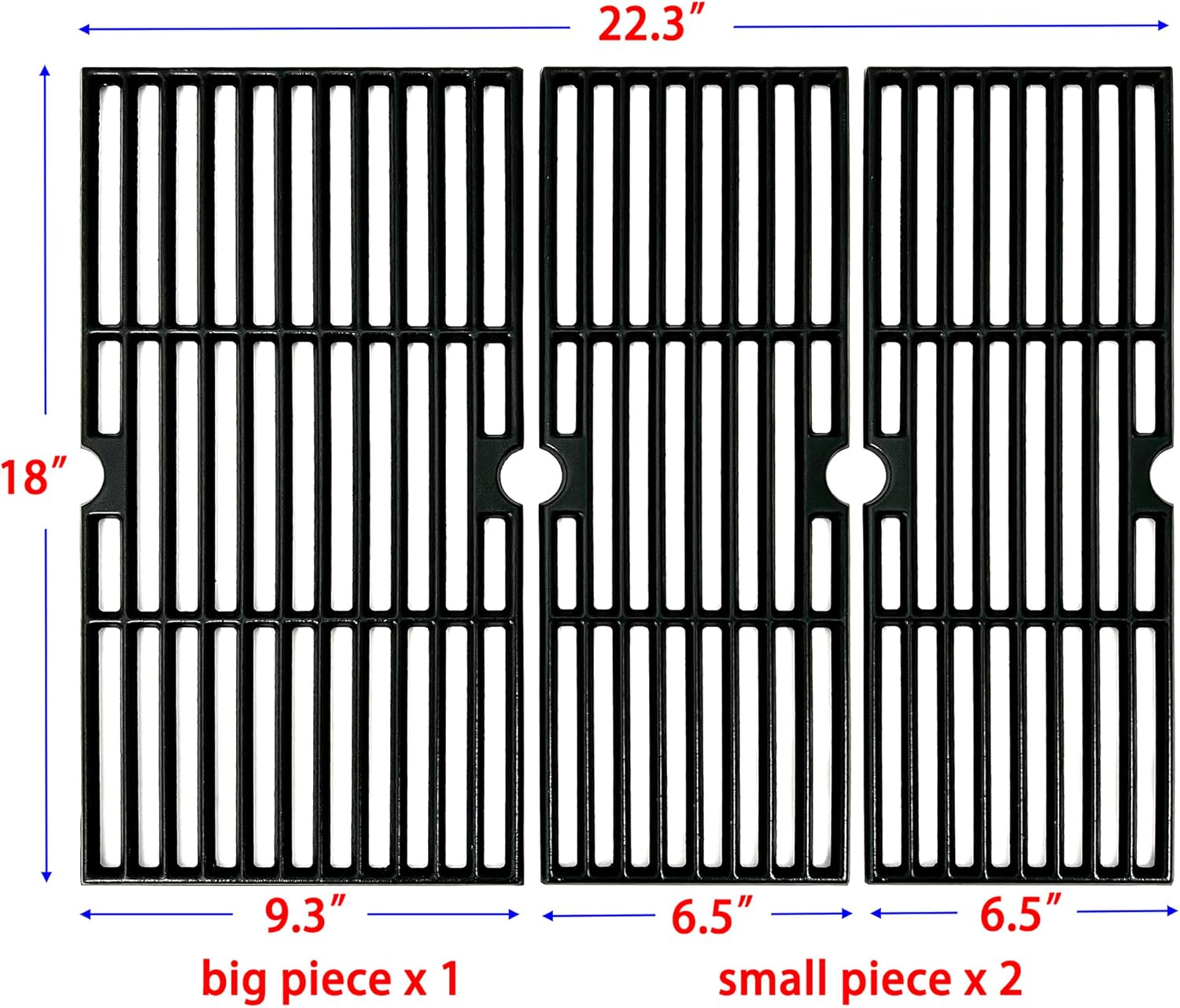 Direct Store DC150 18 Inch Cast Iron Cooking Grates for Charbroil Performance 4 Burner 463376519, Replacment for Char-Broil Grill 463376319, 463375619, G470-0003-W1, G470-0002-W1,G321-0005-W1