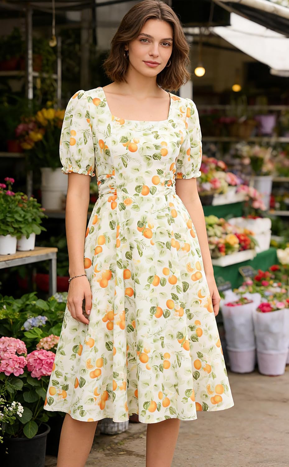 Belle Poque Vintage Dress for Women 2026 Summer 1950s Midi Cottagecore Dresses Square Neck Wedding Guest Cocktail Dress - Image 5