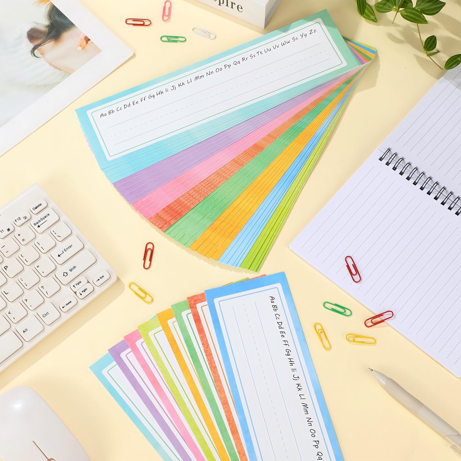 48 Pcs Colorful Boho Name Plates for Classroom Desk Name Tags Rainbow Blank Name Labels with 192 Pcs Foam Dots Double Sided Adhesive for Students