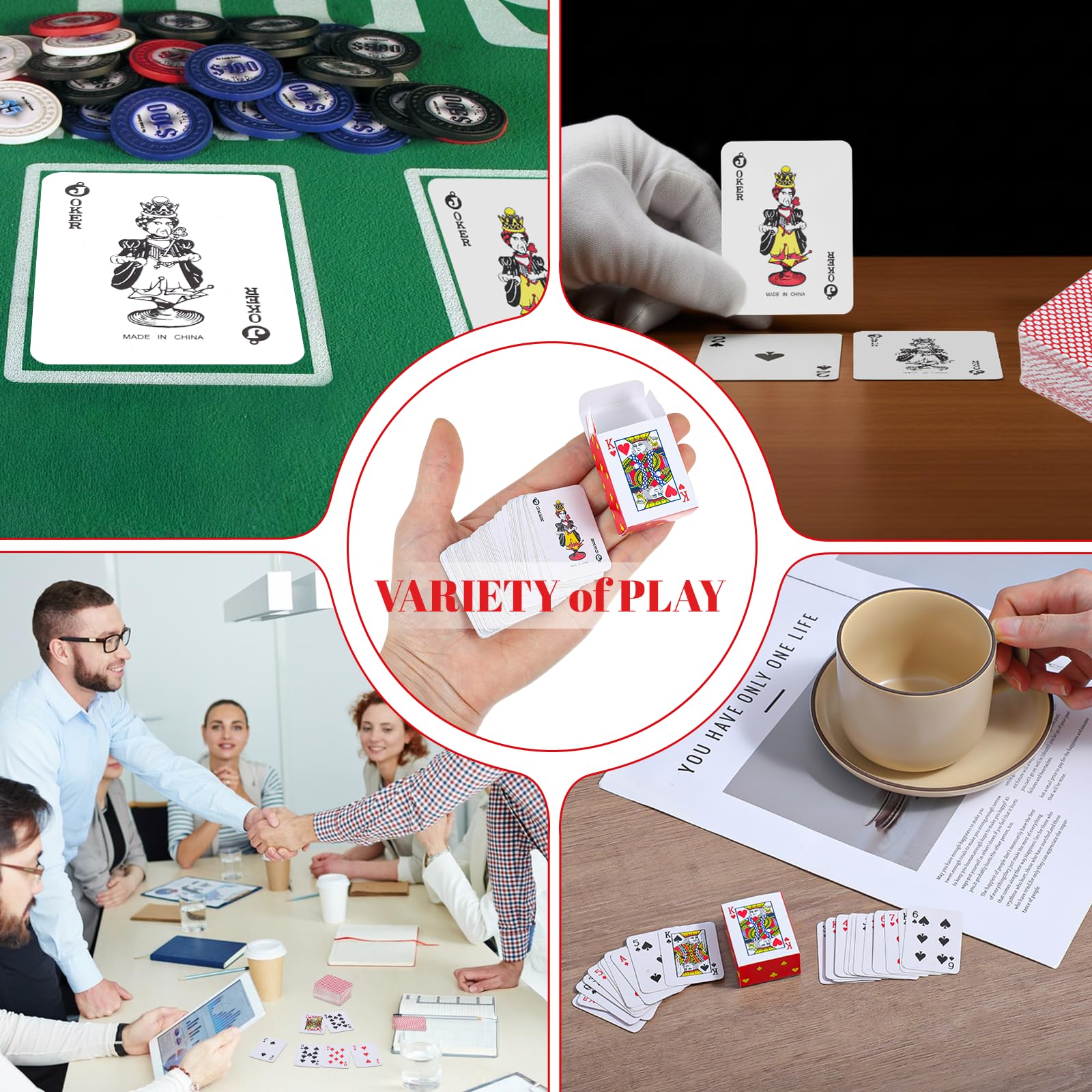 CIATBYYJ Zestaw 4 mini kart do gry, miniaturowa gra pokerowa, małe karty do gry, przenośne karty do pokera, do gier planszowych, na wycieczki, pikniki i gry rodzinne