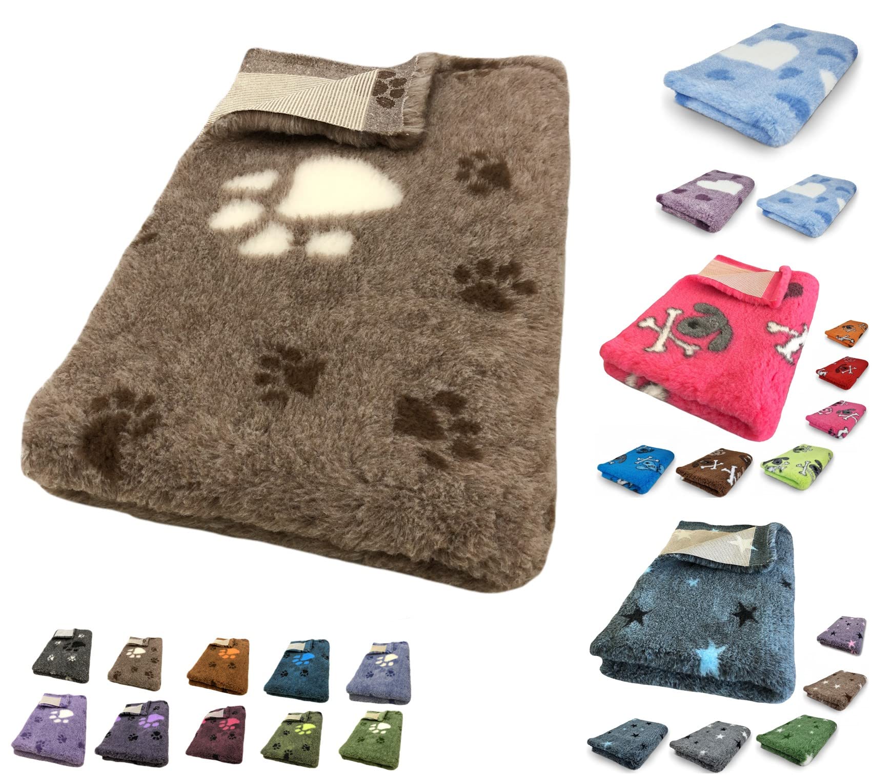 elropet Hundedecke Hundematte Premium 30mm Original rutschfest S/M/L für kleine Hunde/große Hunde Vet Bed höchste Qualitätsstufe (L 160cm X 100cm, Grau + Schwarze Pfote)