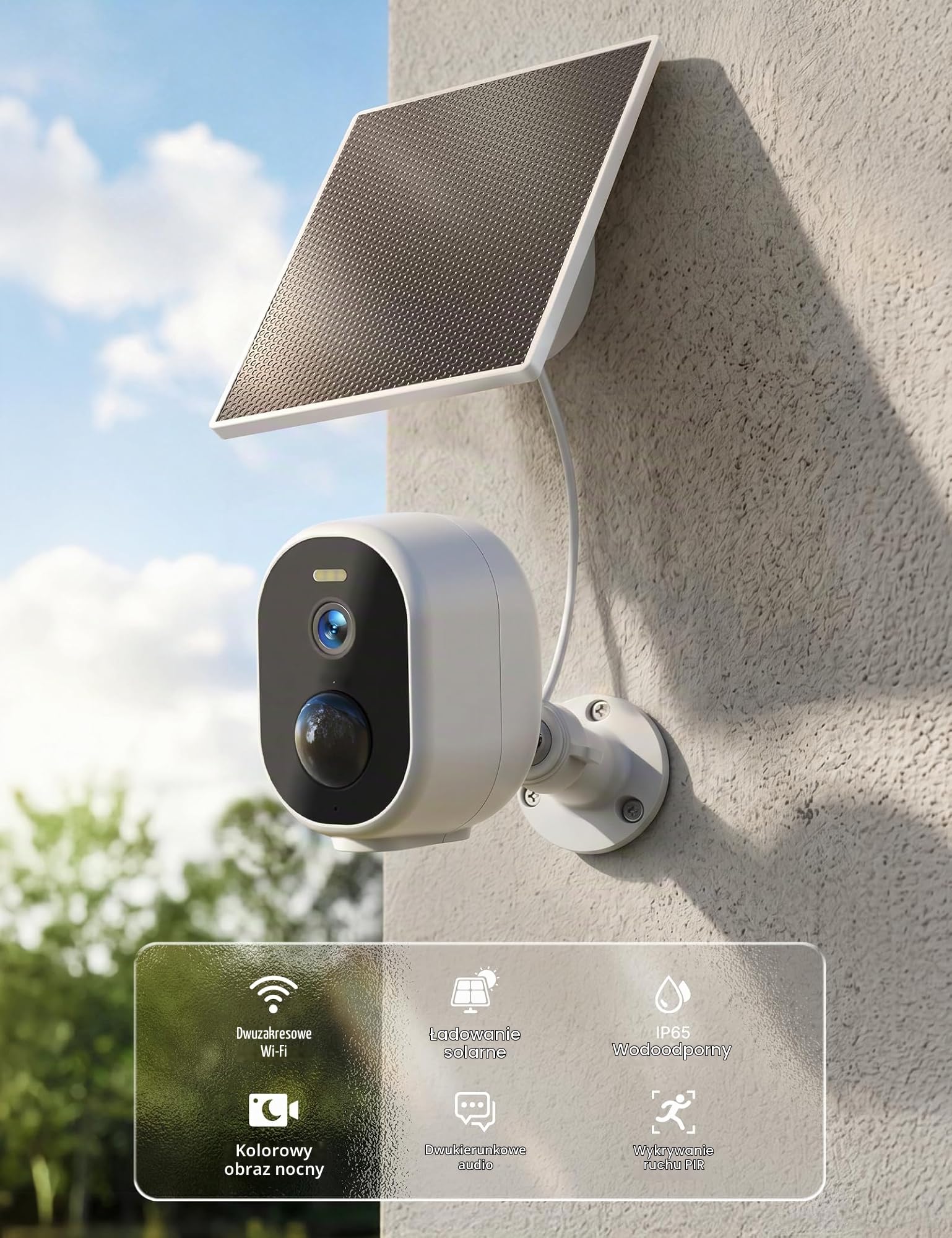 GNCC Kamera monitoringowa 2K/4MP zewnętrzna bateria, 5 GHz/2,4 GHz WLAN, bezprzewodowa kamera do monitoringu na zewnątrz z 2-drożnym dźwiękiem, rozpoznawanie ruchu, kolorowa widoczność w nocy