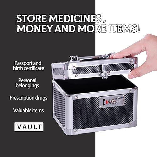 Miniatura 3 de Cajas de bloqueo pequeñas con combinación de medicamentos con código para artículos personales, caja de seguridad de medicamentos para documentos,