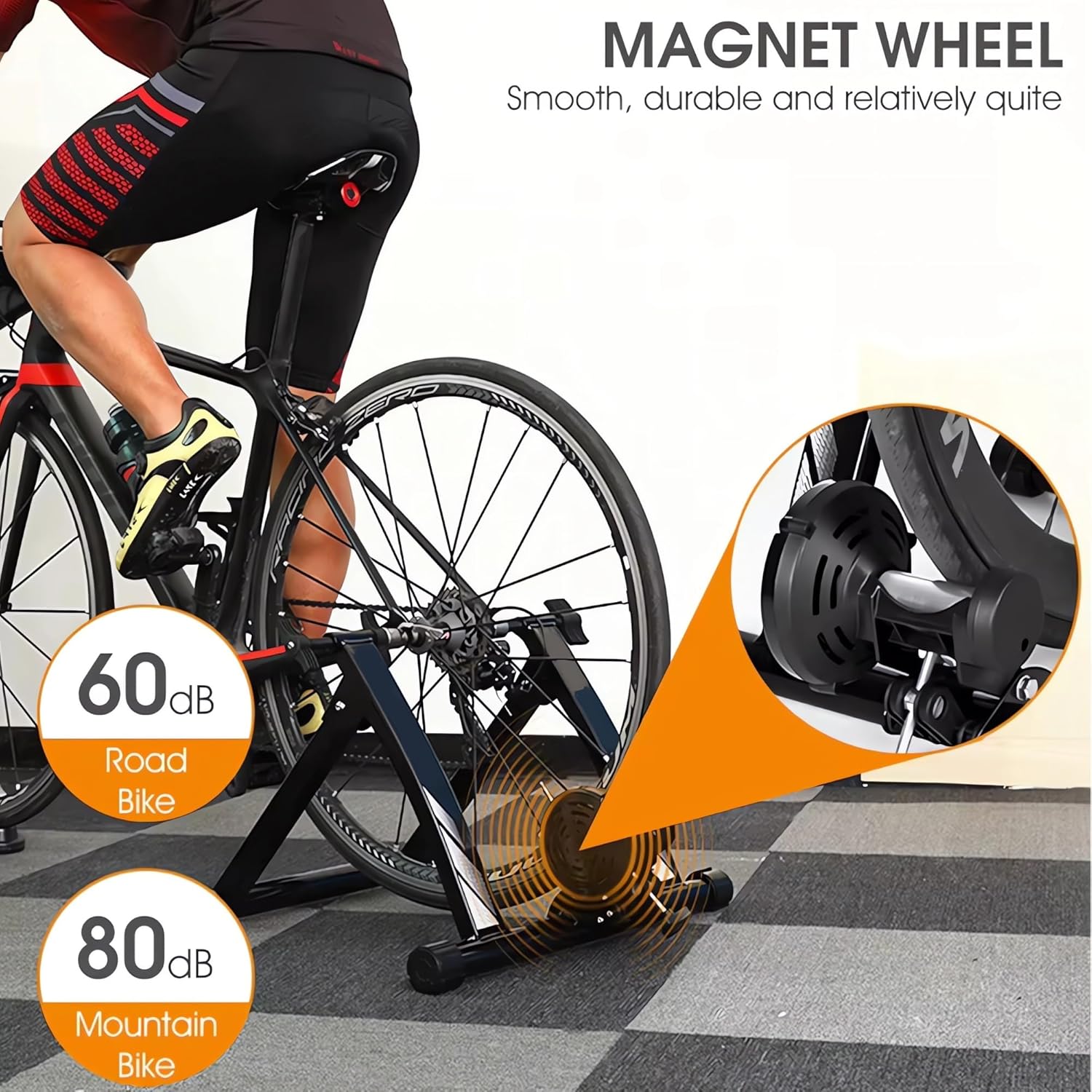 Bike Trainer, Indoor Riding Bicycle Exercise Stand for 24"-28" Mountain 700C Road Bikes Portable Exercise Bike