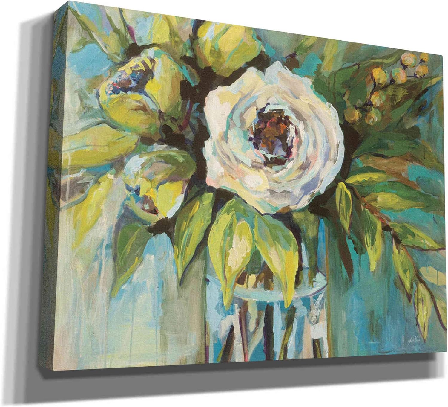 Epic Graffiti "Aqua Solo by Jeanette Vertentes, Canvas Wall Art, 16"x12"