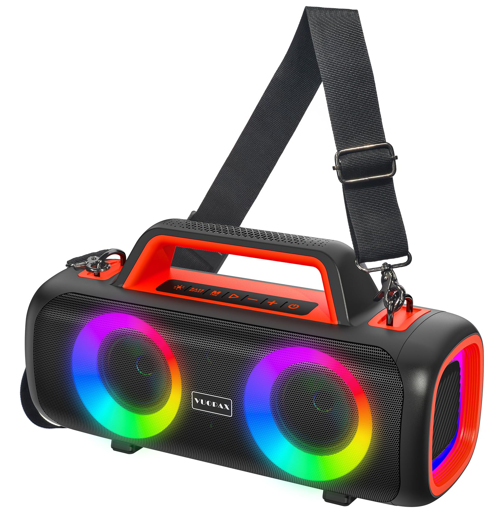 VUOPAX Cassa Bluetooth Portatile, 140W Potente con 2 Subwoofer e 2 Tweeter, Impermeabile IP65 per Esterni, Batteria 24h, Luci RGB, per Feste, Giardino, Spiaggia - Connessioni AUX/USB/TF e TWS