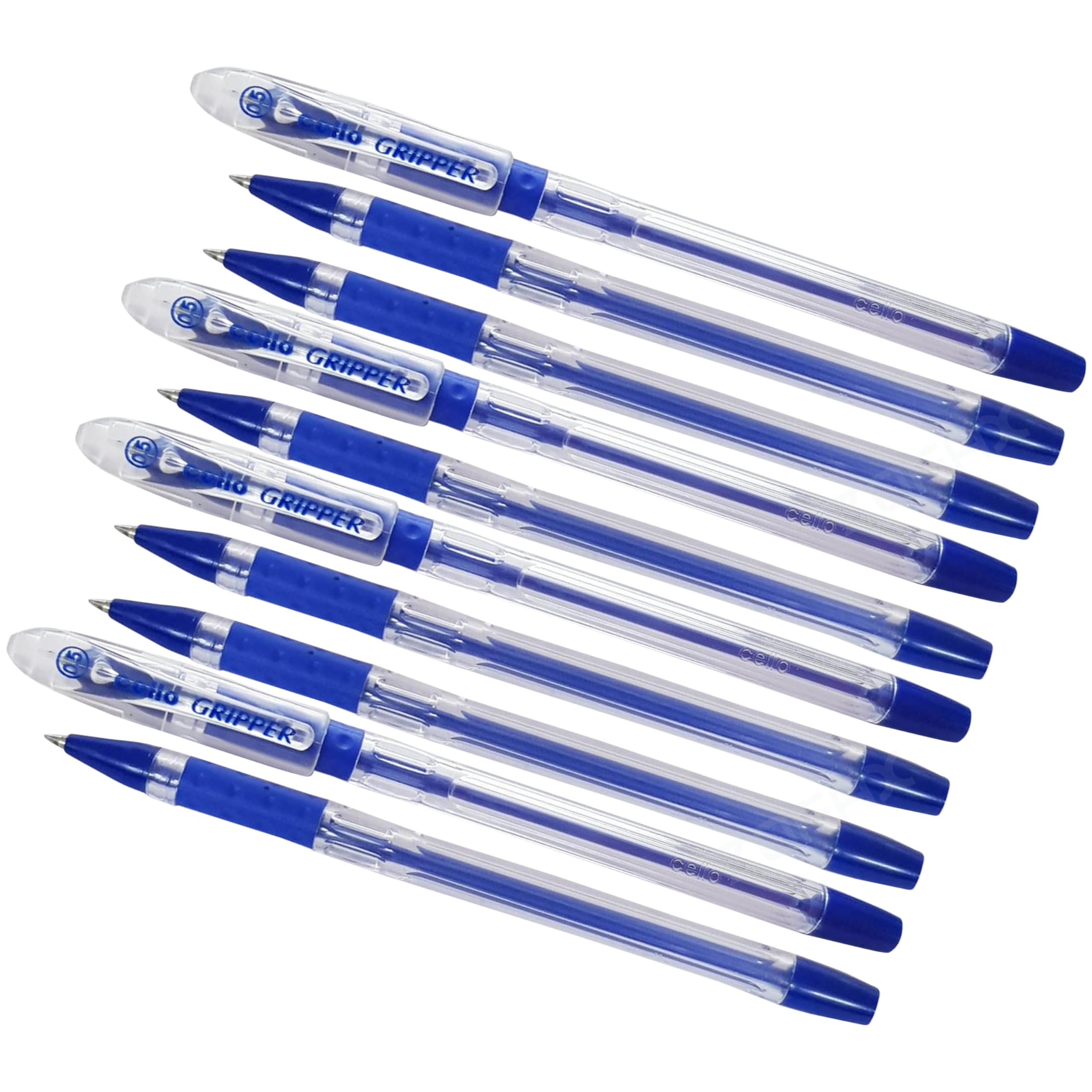 Gripper Ballpoint Pens, BLUE, Fine Point (0.5mm), Pack of 10, Elasto Soft Grip, Smooth Writing - Image 2