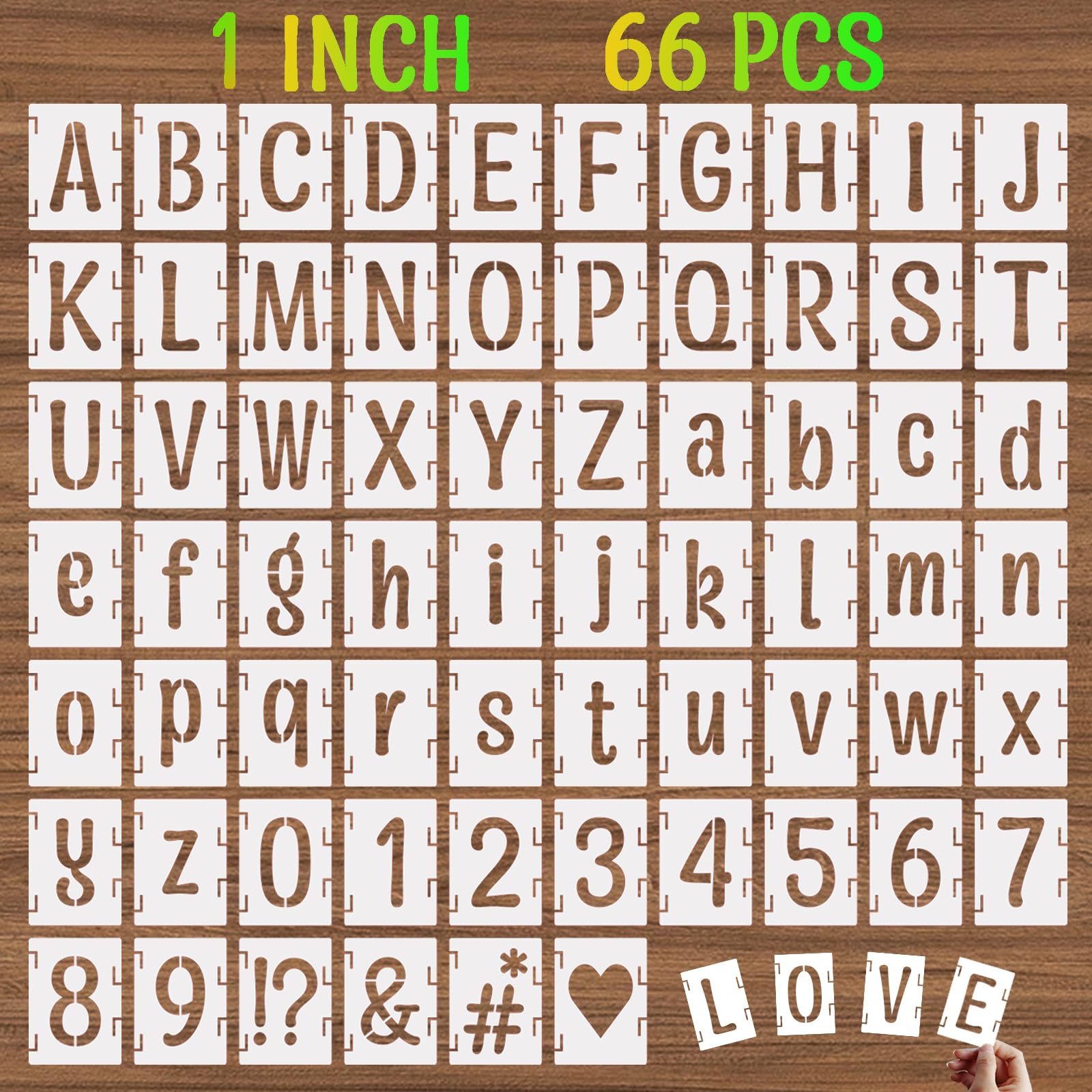 DZXCYZ 1 Inch Alphabet Letter Stencils, 66 Pcs Reusable Plastic Letter Number Symbol Interlocking Drawing Template Kit for Painting on Wood, Wall,