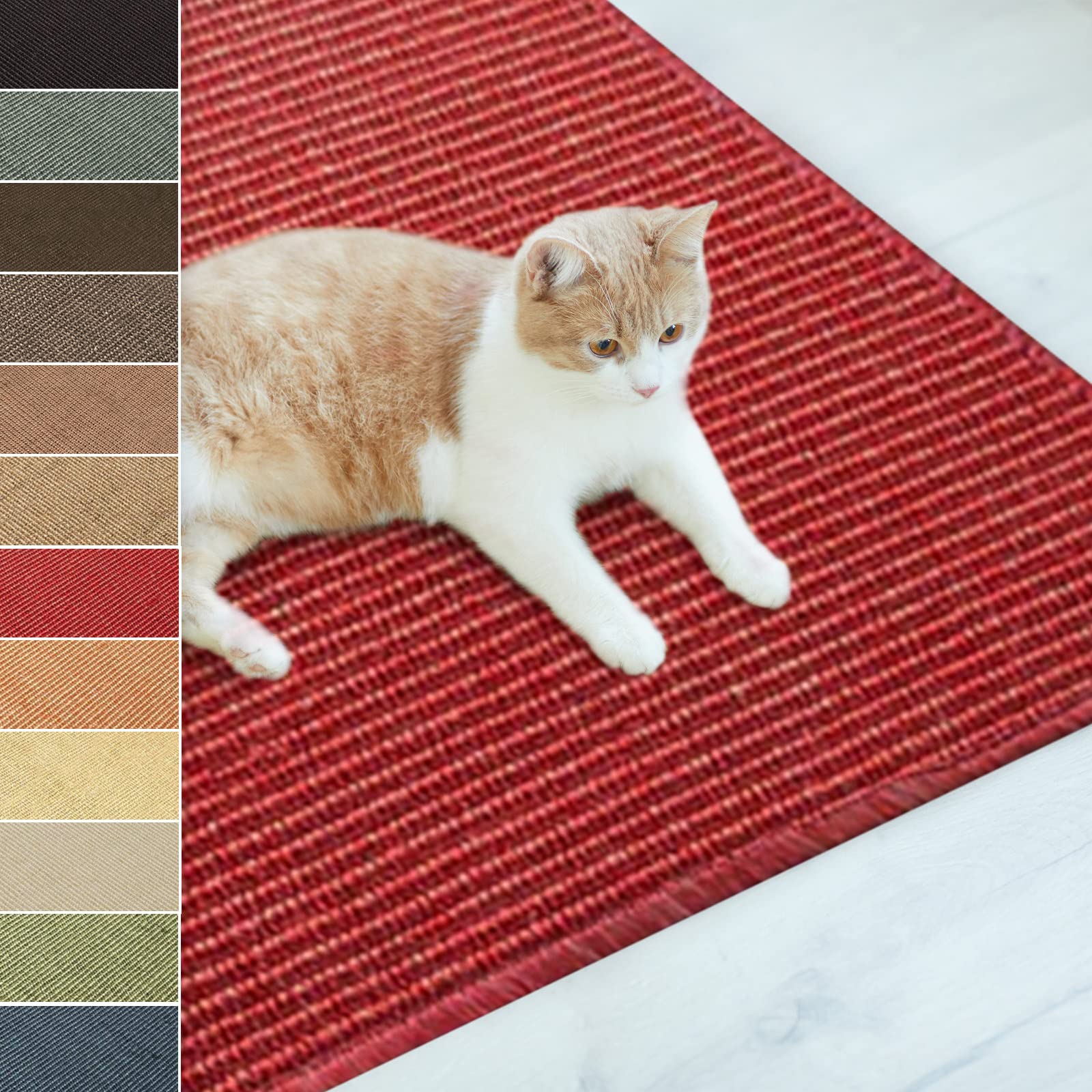 Floordirekt Red Sisal Cat Scratching Mat, Large Cat Scratch Mat (, 50 X 50 Cm) Non-Slip Cat Claw Mat Scratching Board Pad, Natural Sisal Scratch Carpet, Woven Mat Furniture Protector