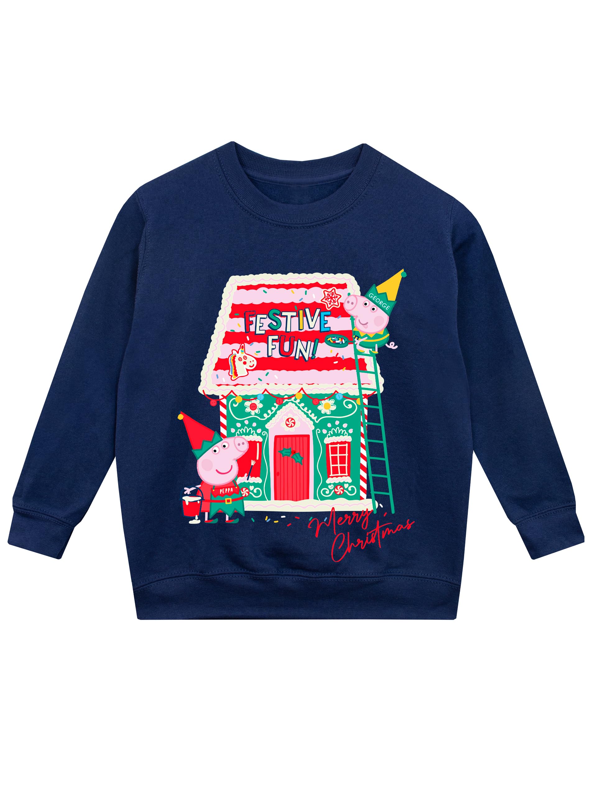 Peppa Pig Christmas Jumper | Girls Christmas Sweatshirt | Peppa And George Pig Kids Xmas Jumper | Ages 3 To 8 Years