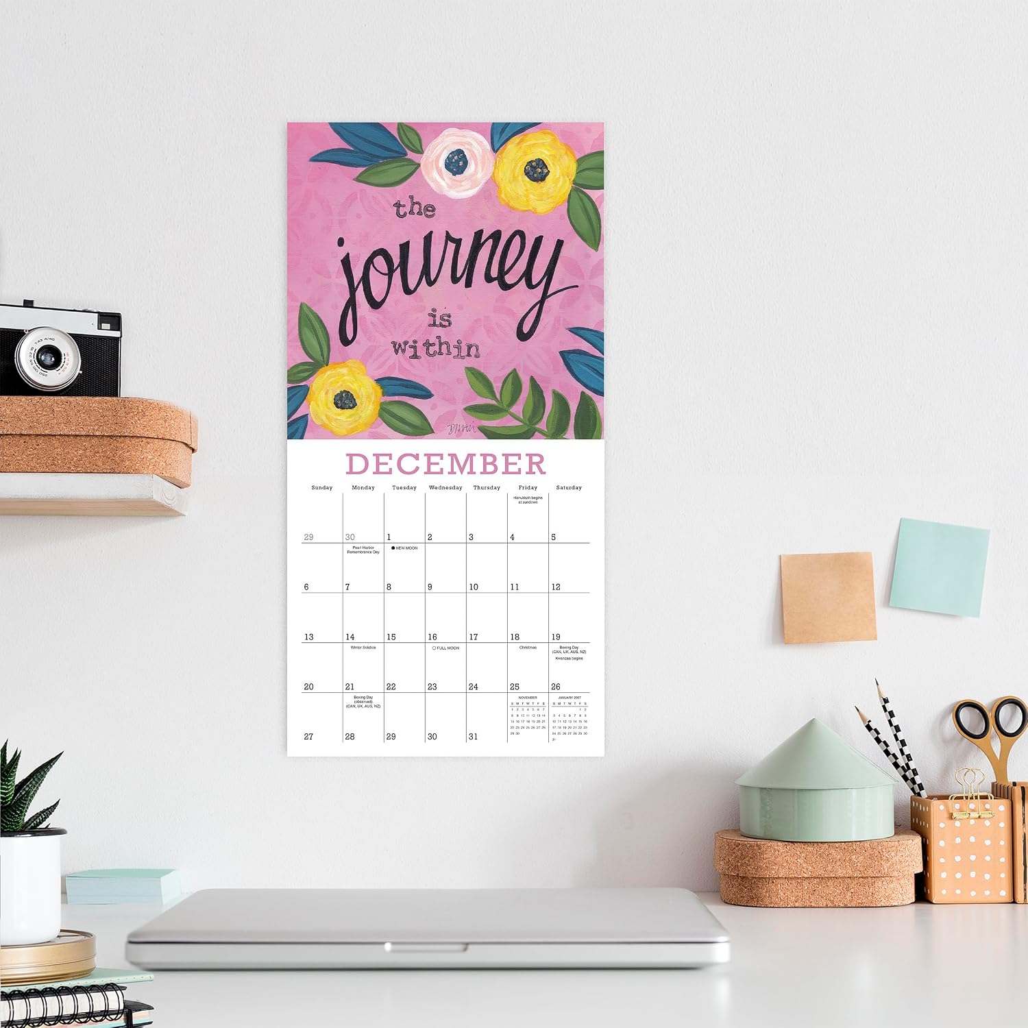 A Year of Hope and Inspiration 2026 Mini Wall Calendar: Inspirational Quotes & Affirmation Art for Women by Deborah Mori, 7" × 7" image 5