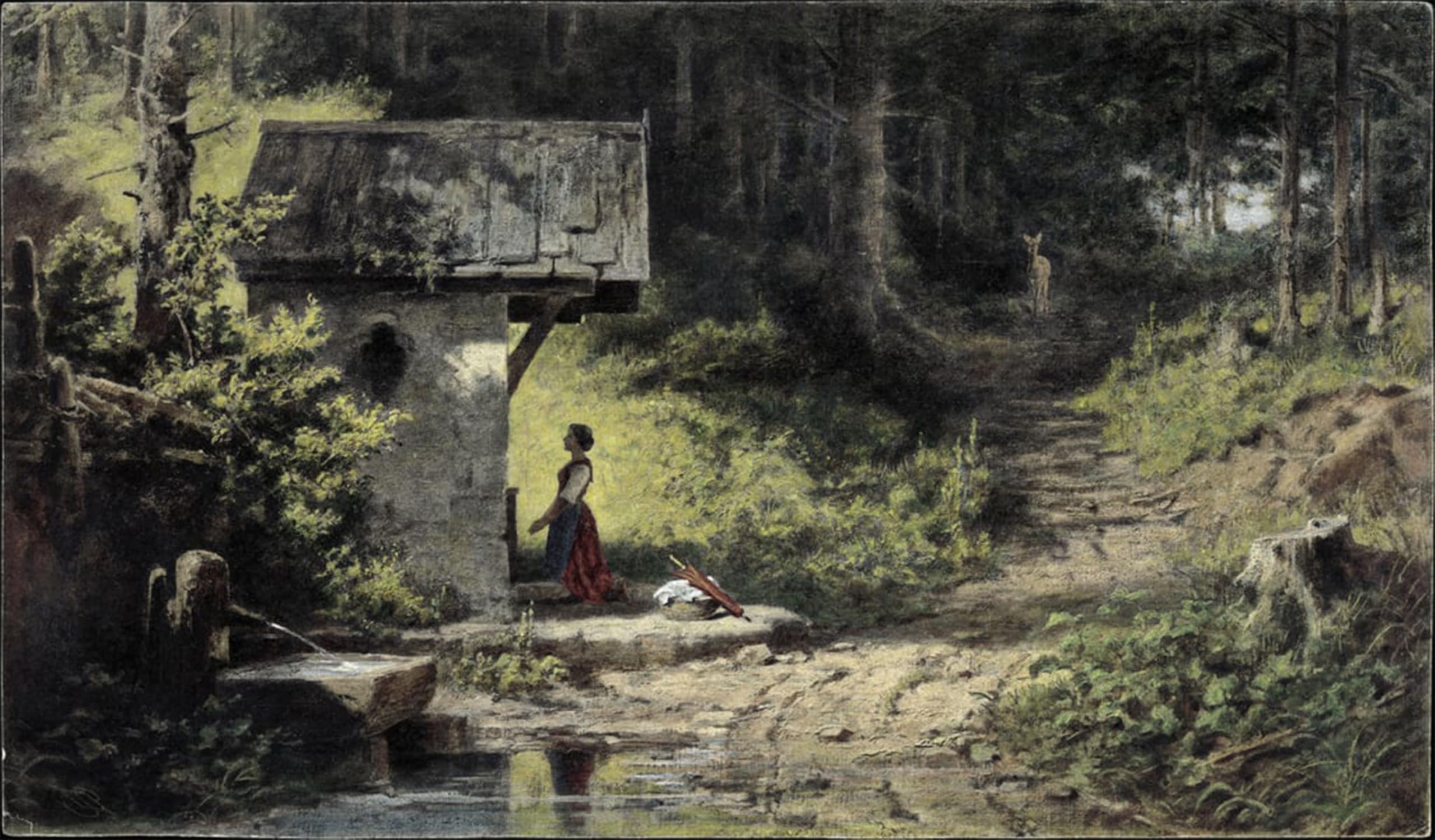 POSTERIIk Vintage Print Pop Art Landscape Artwork Chapel in the Woods by Carl Spitzweg Art Prints for Office Home Decor 60x90cm