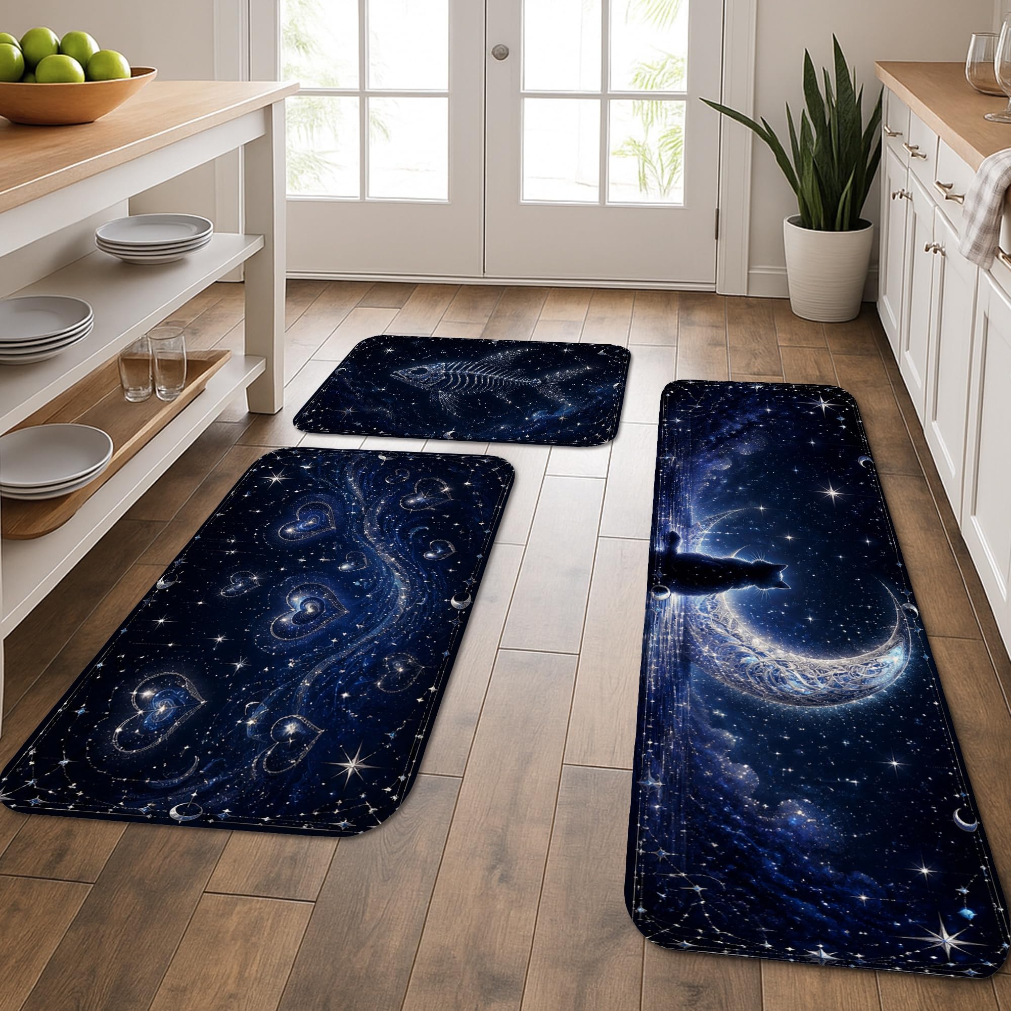 Tapis de cuisine galaxie lot de 3 tapis cosmiques lavables et confortables pour le sol de la maison