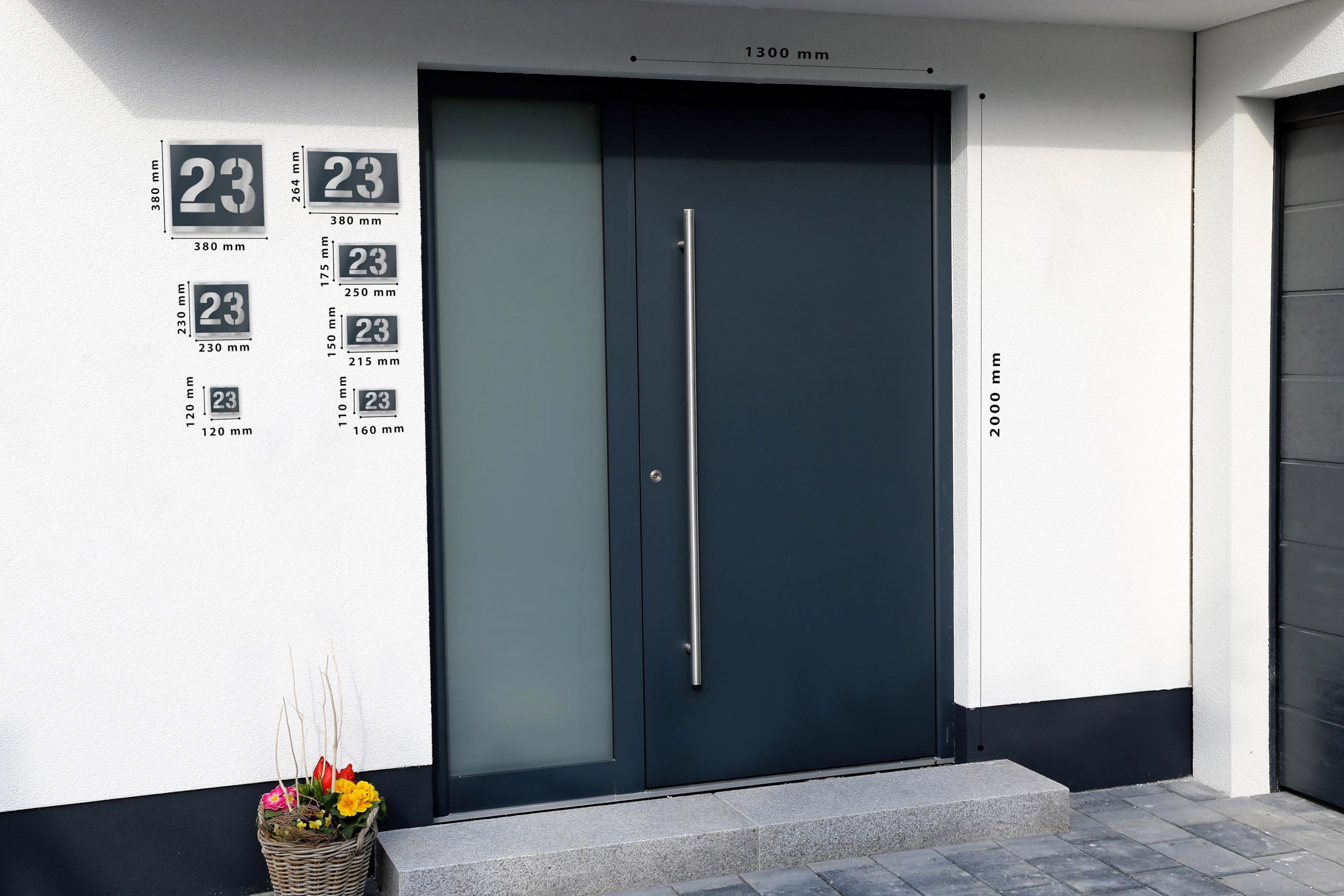 Targa Numero Civico Graviers Design - Numero Civico In Acciaio Inox V2A, 215 X 150 Mm Numero Civico In Acciaio Inox E Vetro Acrilico