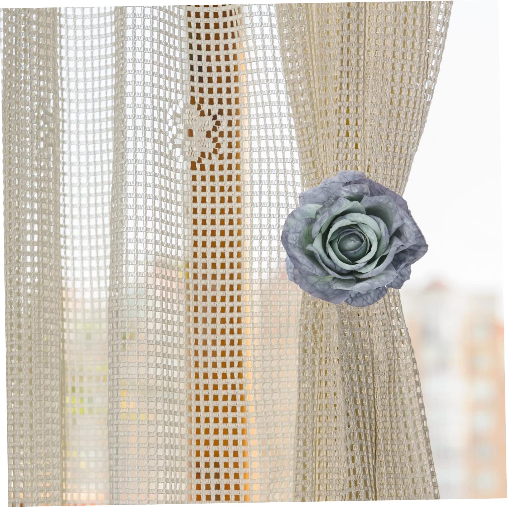 TOPBATHY Lot De 4 Embrasses De Rideaux Blanches Pinces À Fleurs Pompons Décoratifs pour La Maison 2 Pièces X 4