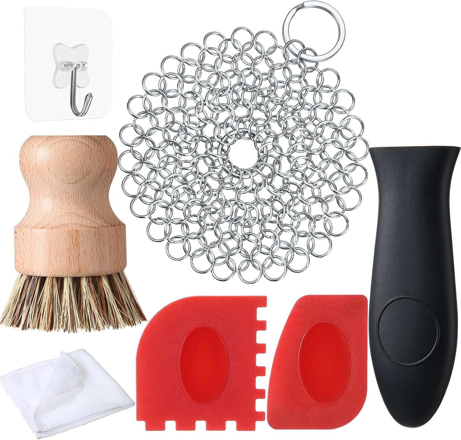 Patelai 7 Pieces Cast Iron Cleaner Set Include Stainless