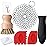 Patelai 7 Pieces Cast Iron Cleaner Set Include Stainless Steel Chainmail Scrubber with Bamboo Dish Scrub Brush Hot Handle Holder 2 Pan Grill Scrapers Kitchen Towel Wall Hook (Classic Color)