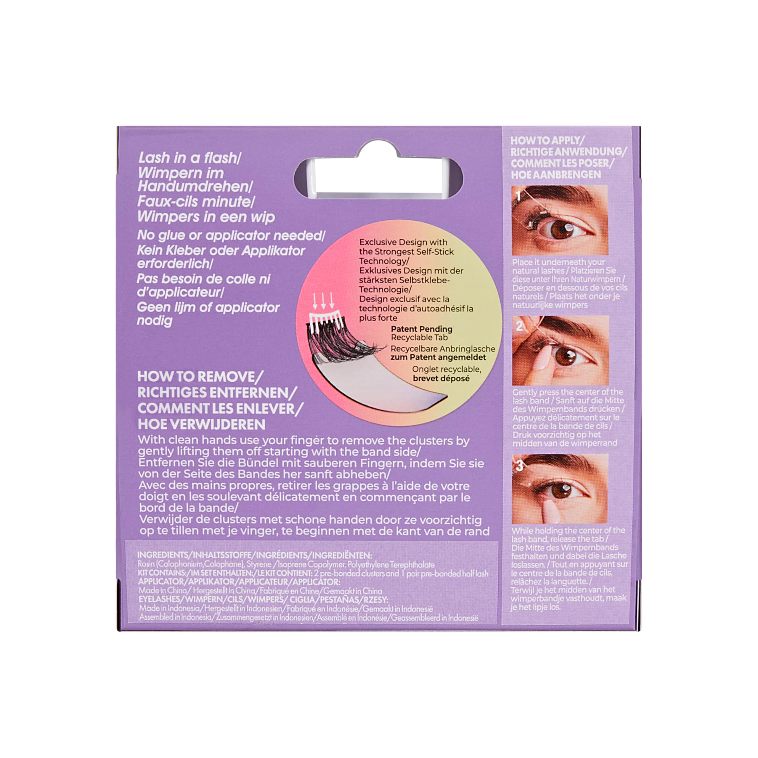 KISS imPRESS Press-On Falsies EASY TAB selbstklebende Wimpern, Schwarz, 'Classy Natural', 1 Paar 6mm-7mm innere natürliche Volumen-Wimperncluster & 1 Paar 6mm-10mm äußere halbe Wimpern mit Easy Tabs