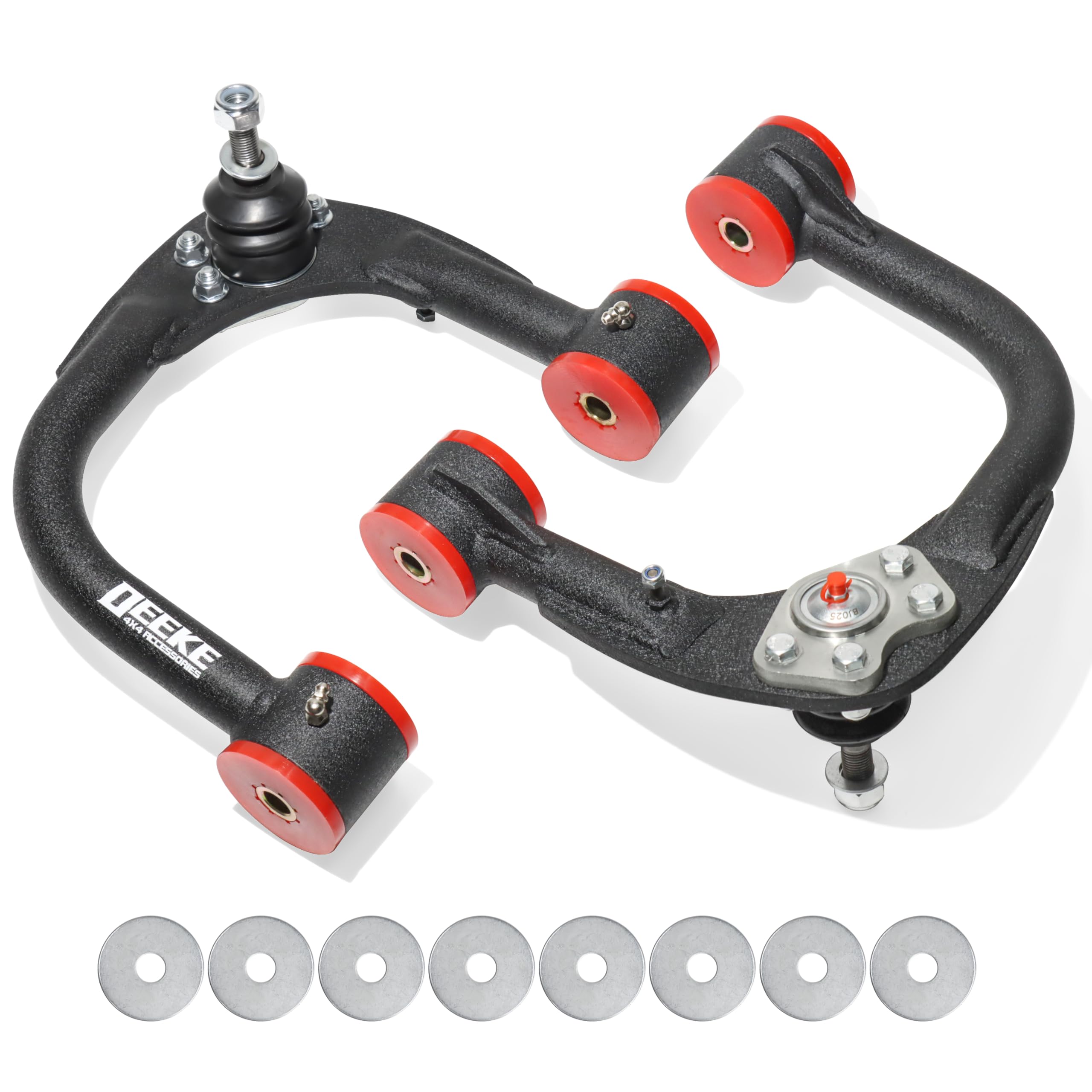 Photo 1 of Front Upper Control Arms for 2005-2023 Toyota Tacoma, 1–4" Lift, Heavy Duty Suspension Arms with Pre-Installed PU Bushings & Ball Joints, Wrinkle Black (2PCS)