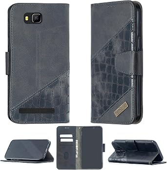 jioeuinly Case Compatible for Logicom Wave 2 Phone Case Cover [with Tempered Glass Screen Protector] Flip Stand Cover Stitching Style Wallet Case Black