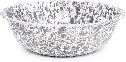 Enamelware Cuenca Mediana, 8 cuartos de galón, GrisBlanco Splatter (Individual)